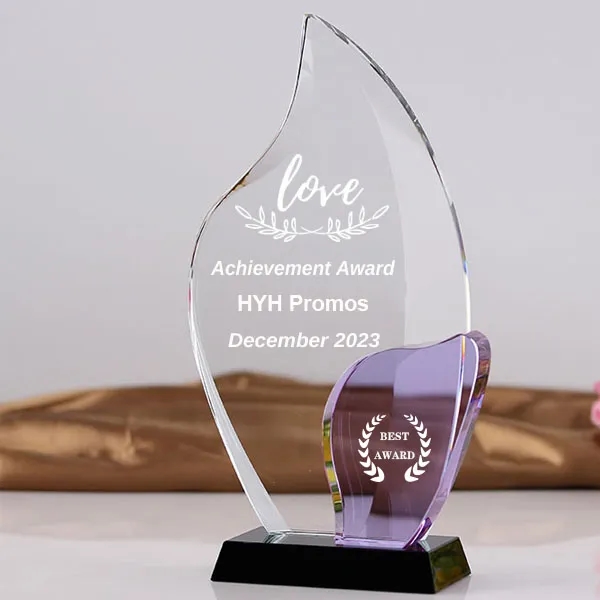 Flame Shaped Crystal Award Trophy 7