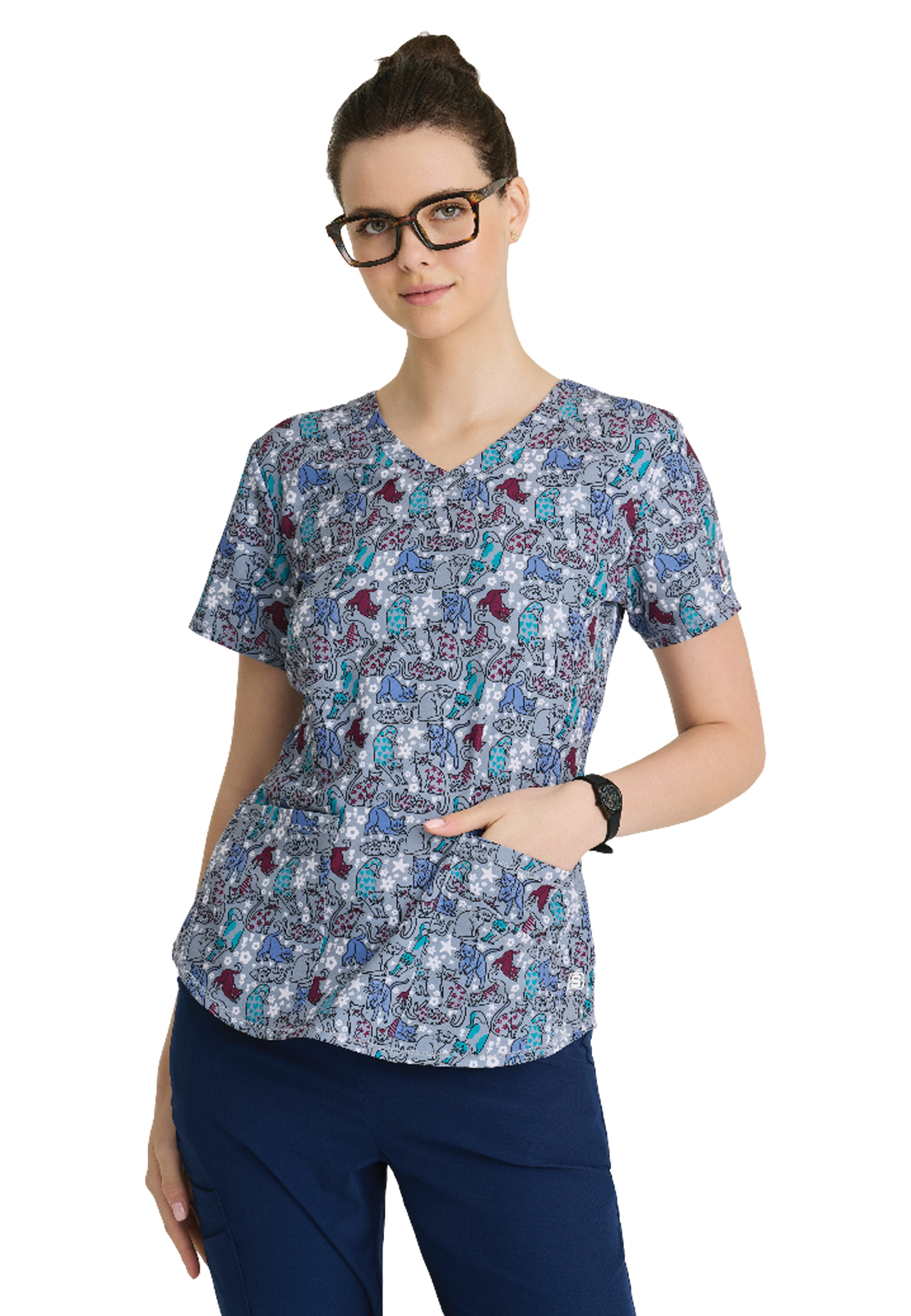 Skechers - Women's Three-Pocket V-Neck Reliance Print Scrub Top 31