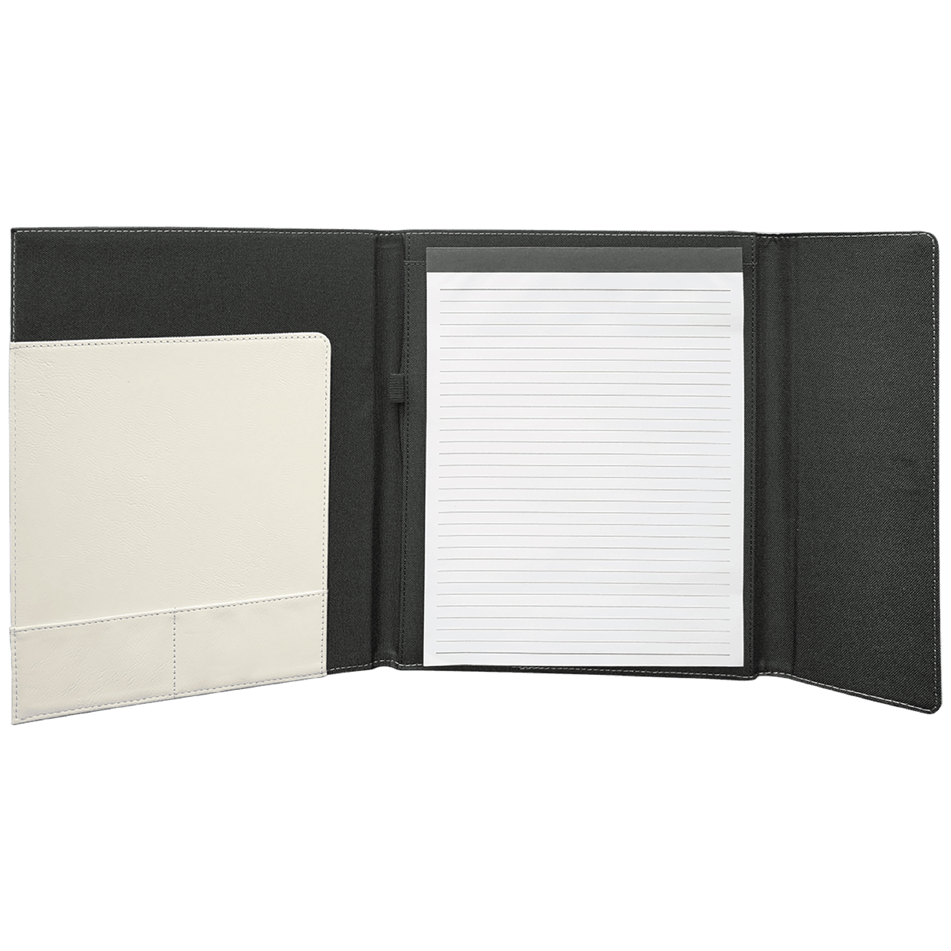 9" x 12" White Leatherette & Black Canvas Portfolio 4