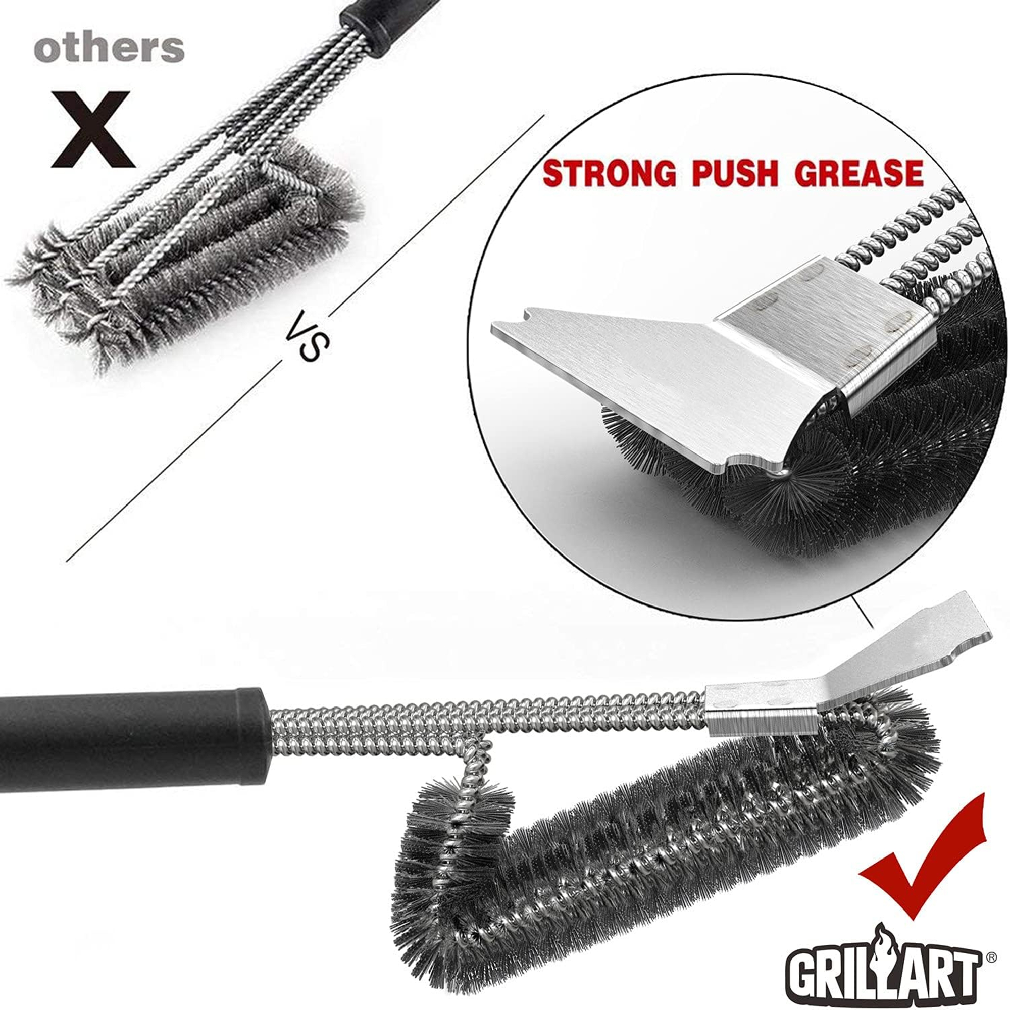 18" Stainless Steel Grill Brush And Scraper 4