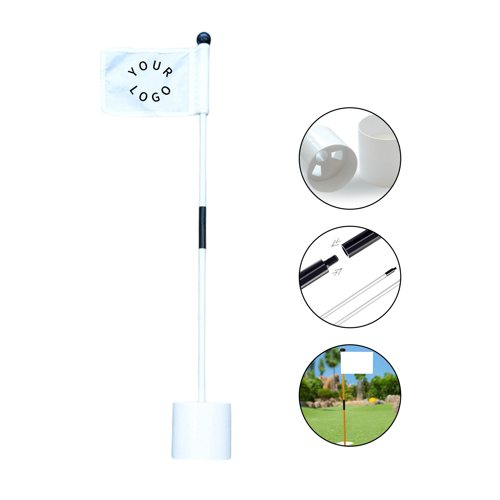 Nylon Golf Flag Stick Set With Plastic Hole Cup And Detachable Pole 1