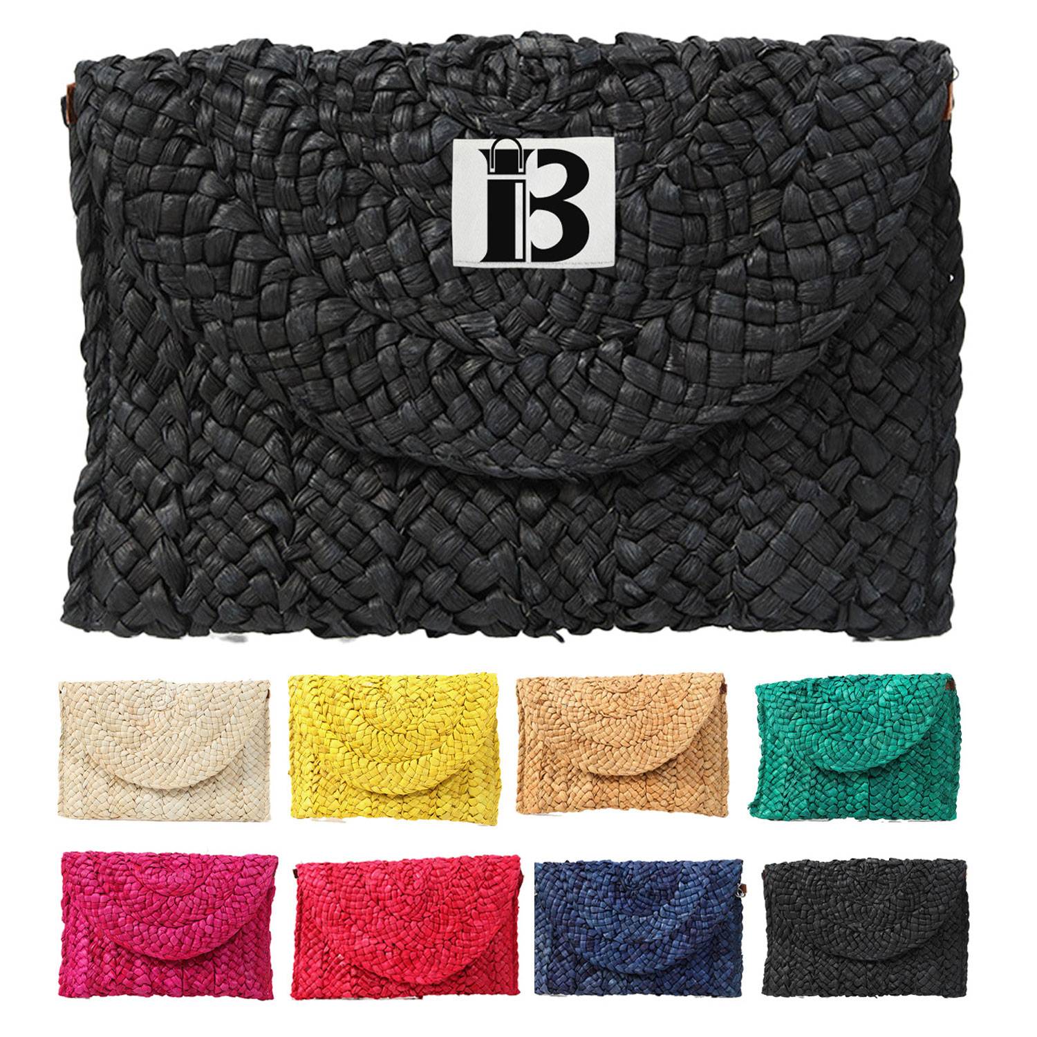 Magnetic Snap Straw Clutch Purse 6