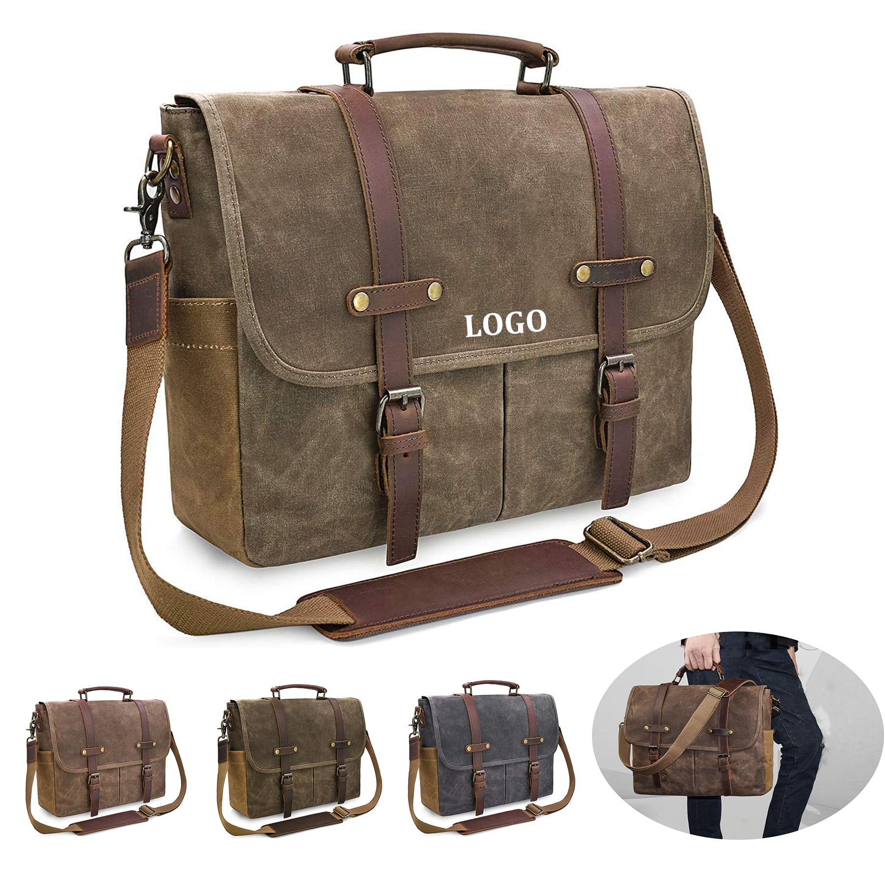 Waterproof Vintage Briefcase Shoulder Bag 1