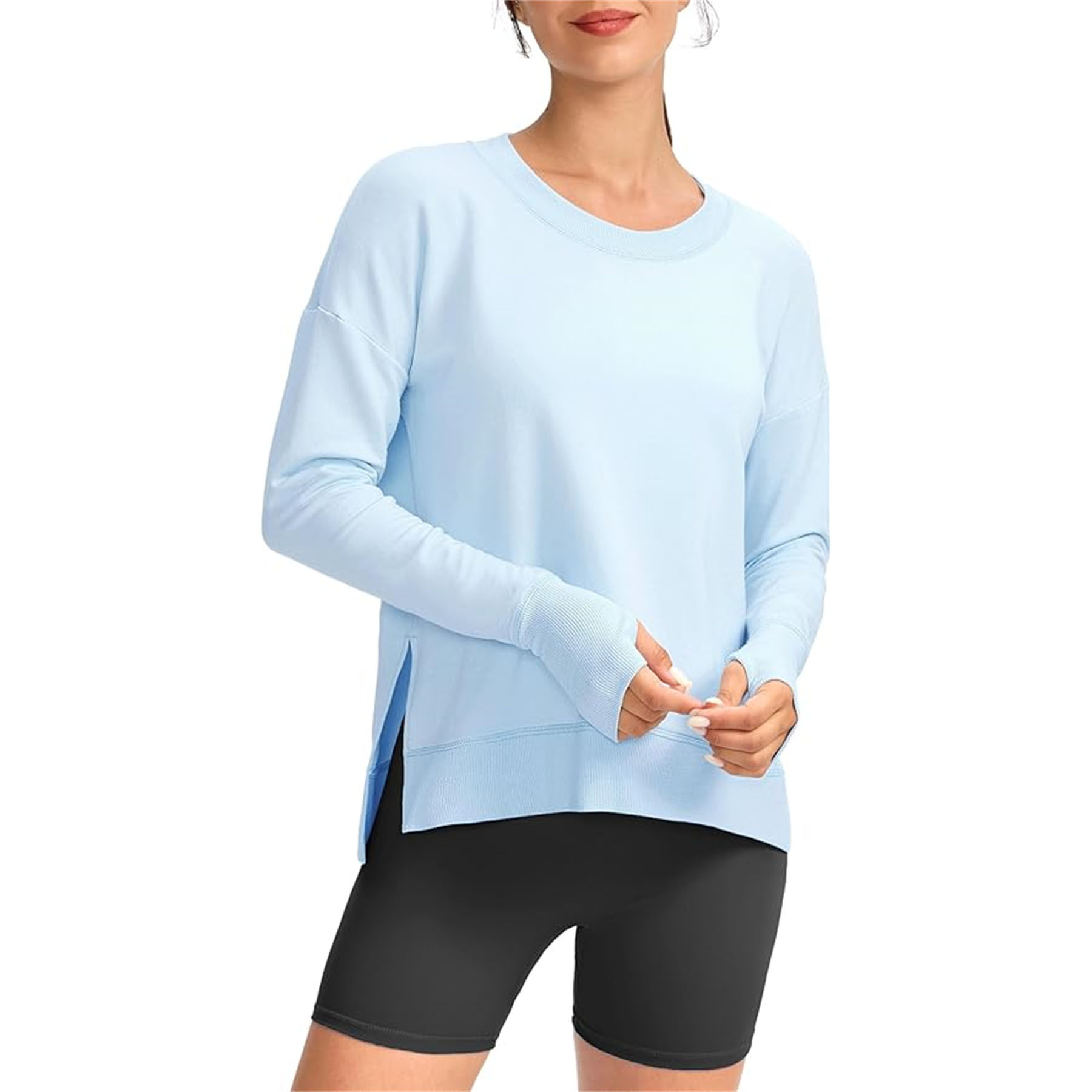 Womens' Side Slit Thumb Holes Yoga Shirt 13