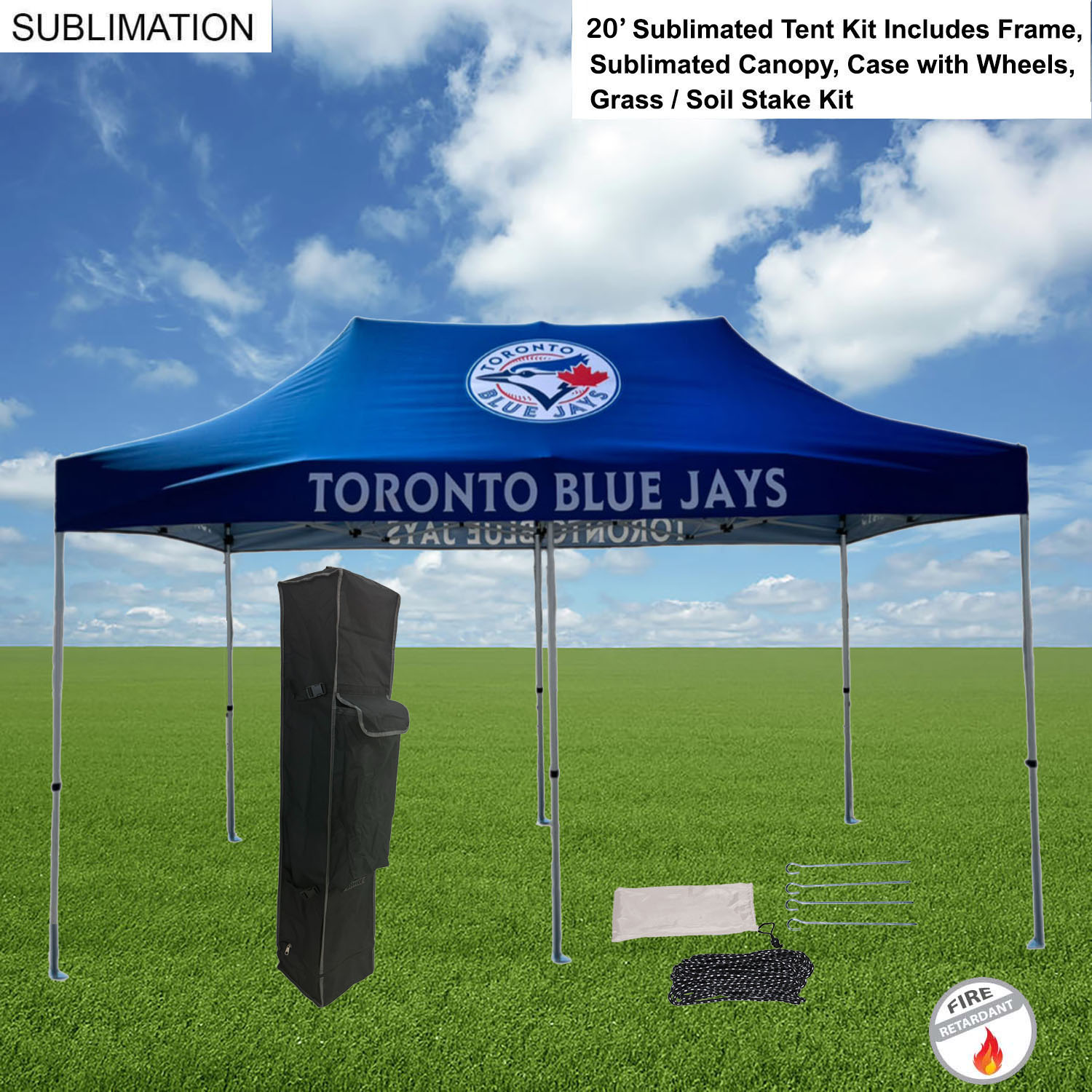 20' Premium Sublimated Tent Kit, Includes Premium 40mm Aluminum Frame, Canopy, Case, Grass Stake Kit 14