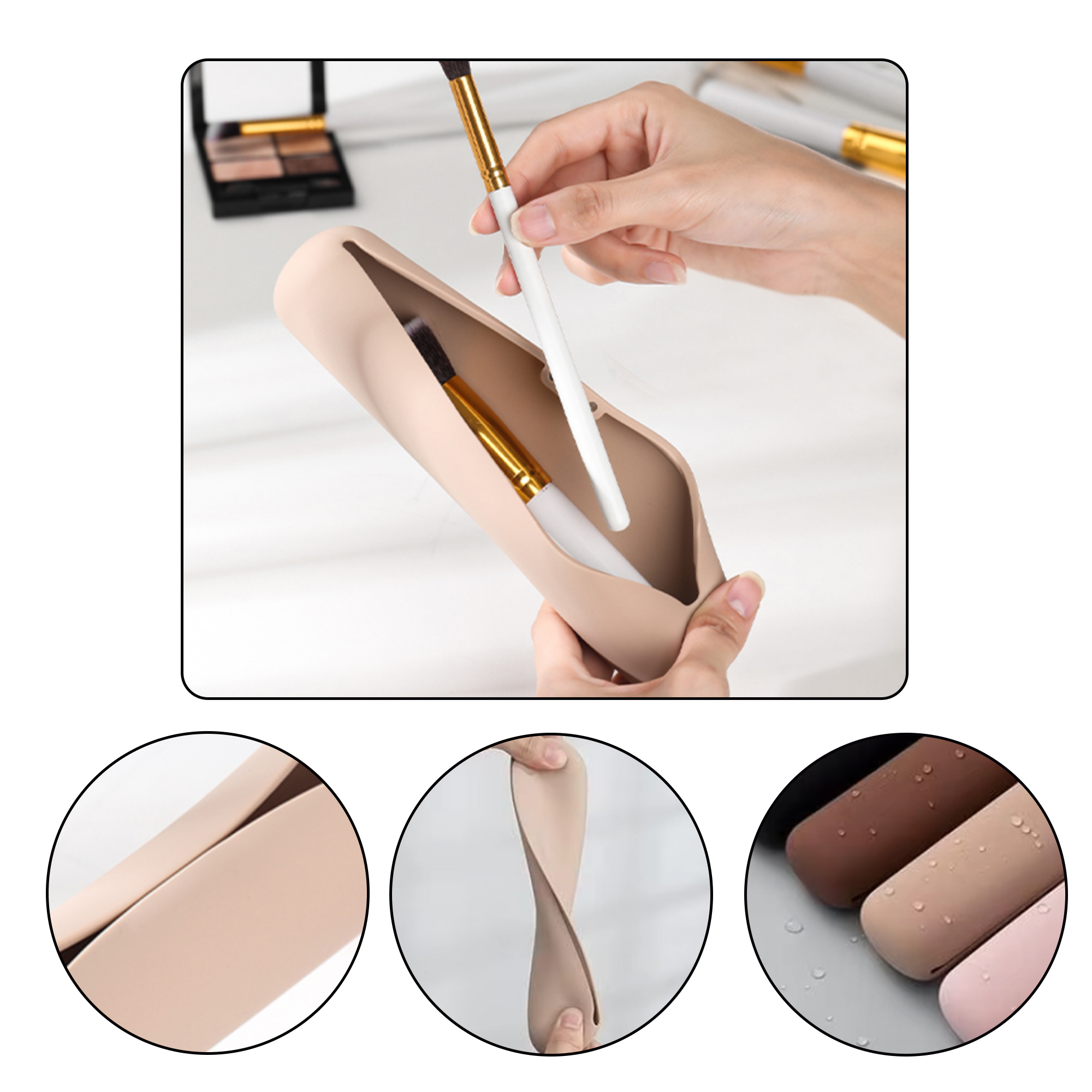 Magnetic Closure Silicone Cosmetic Brush Organizer 3