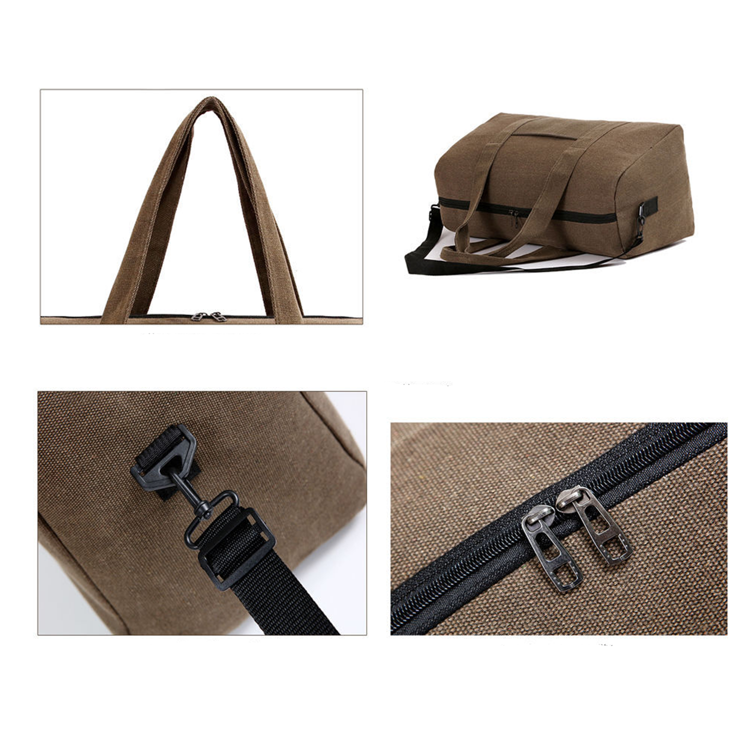 Large Capacity Canvas Dual Zipper Travel Duffel Bag 3