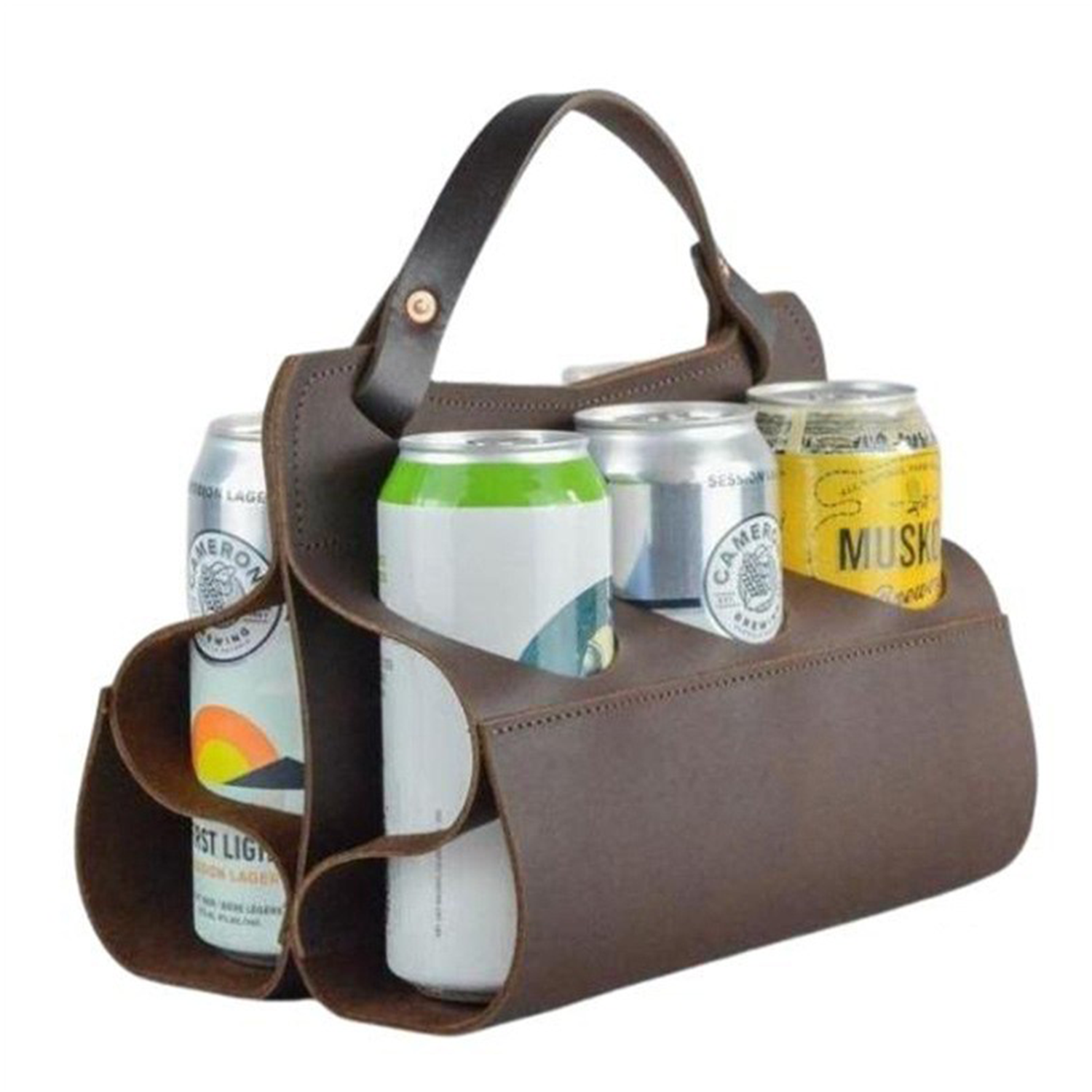6 Cans PU Leather Beverage Carrier Bag 6