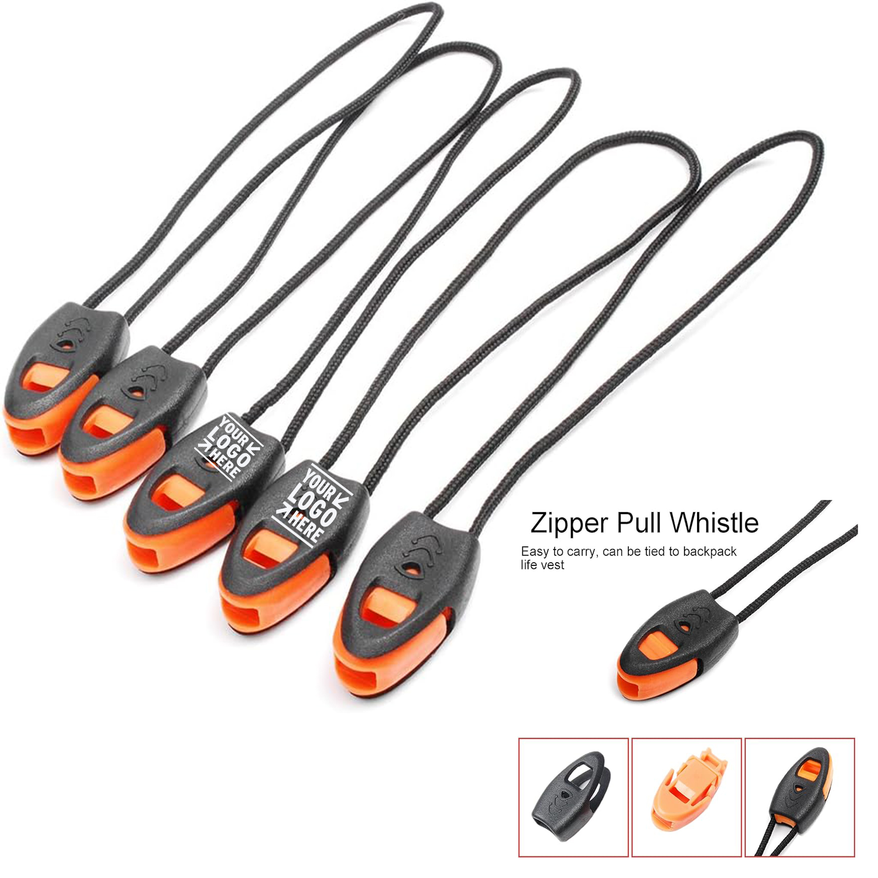 Kayak Canoe Fishing Lanyard Zipper Pull Cord Ends Lock Pull Loud Emergency Survival Whistle