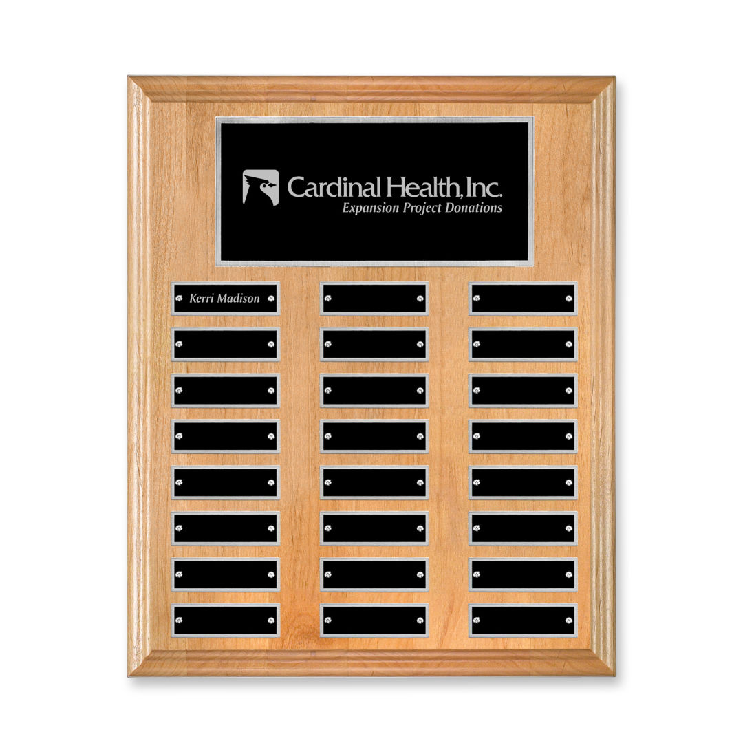 Erindate (Vert) Perpetual Plaque - Red Alder/Silver