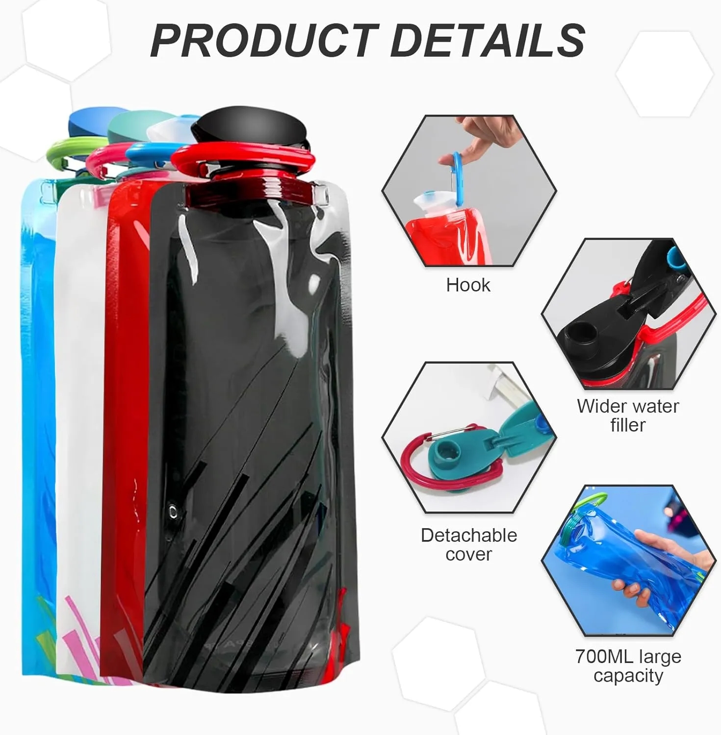 24oz Large Foldable Water Bottle with Leakproof Lid 3