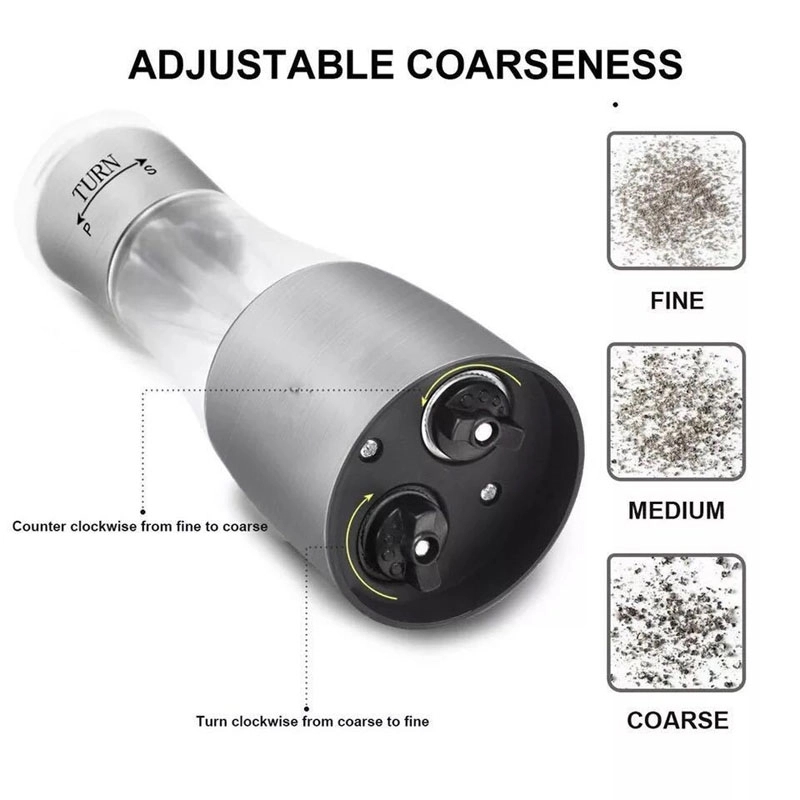 Custom Stainless Steel Manual Dual Salt & Pepper Grinder 2