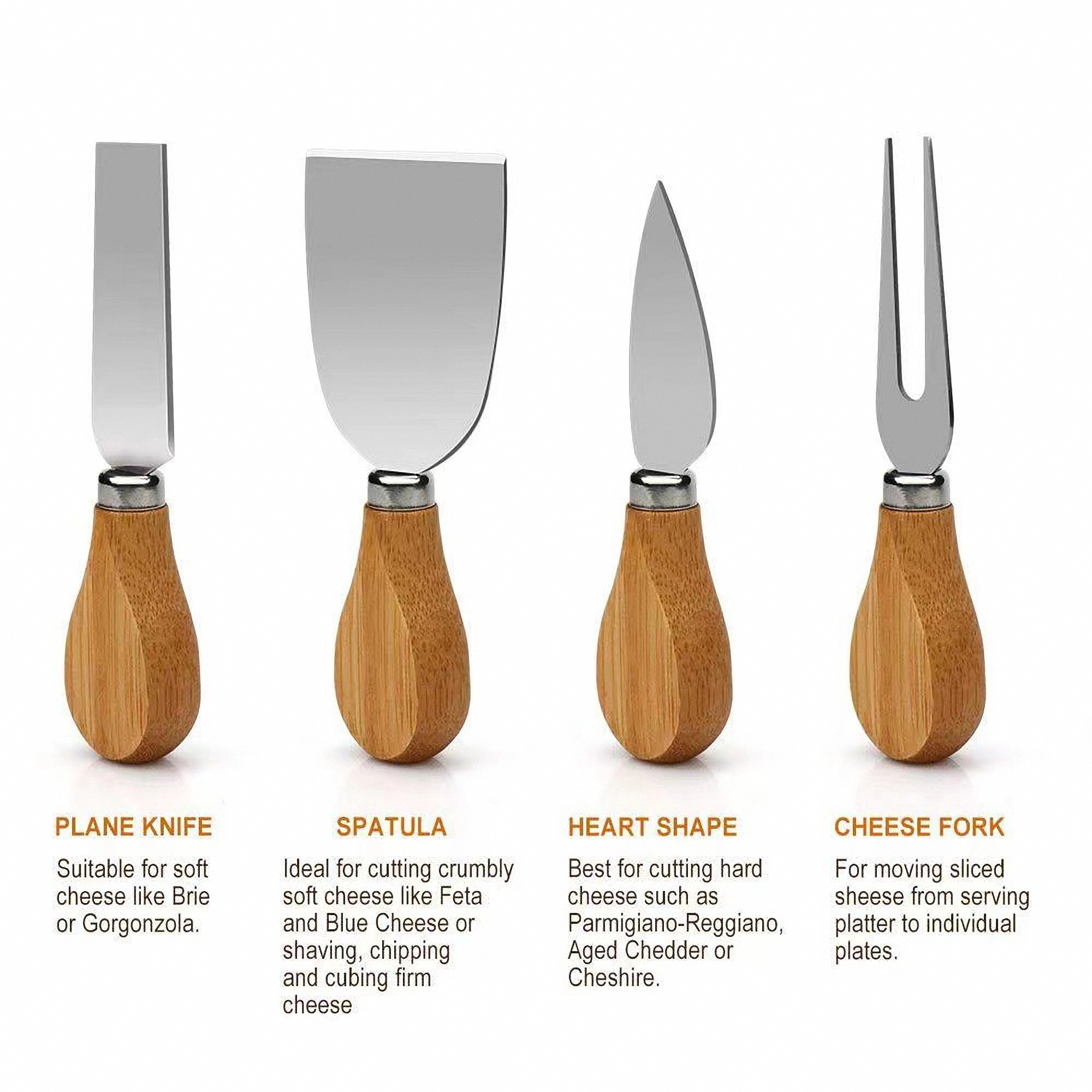 10'' Bamboo Cheese Board Set with 4 Knives 2