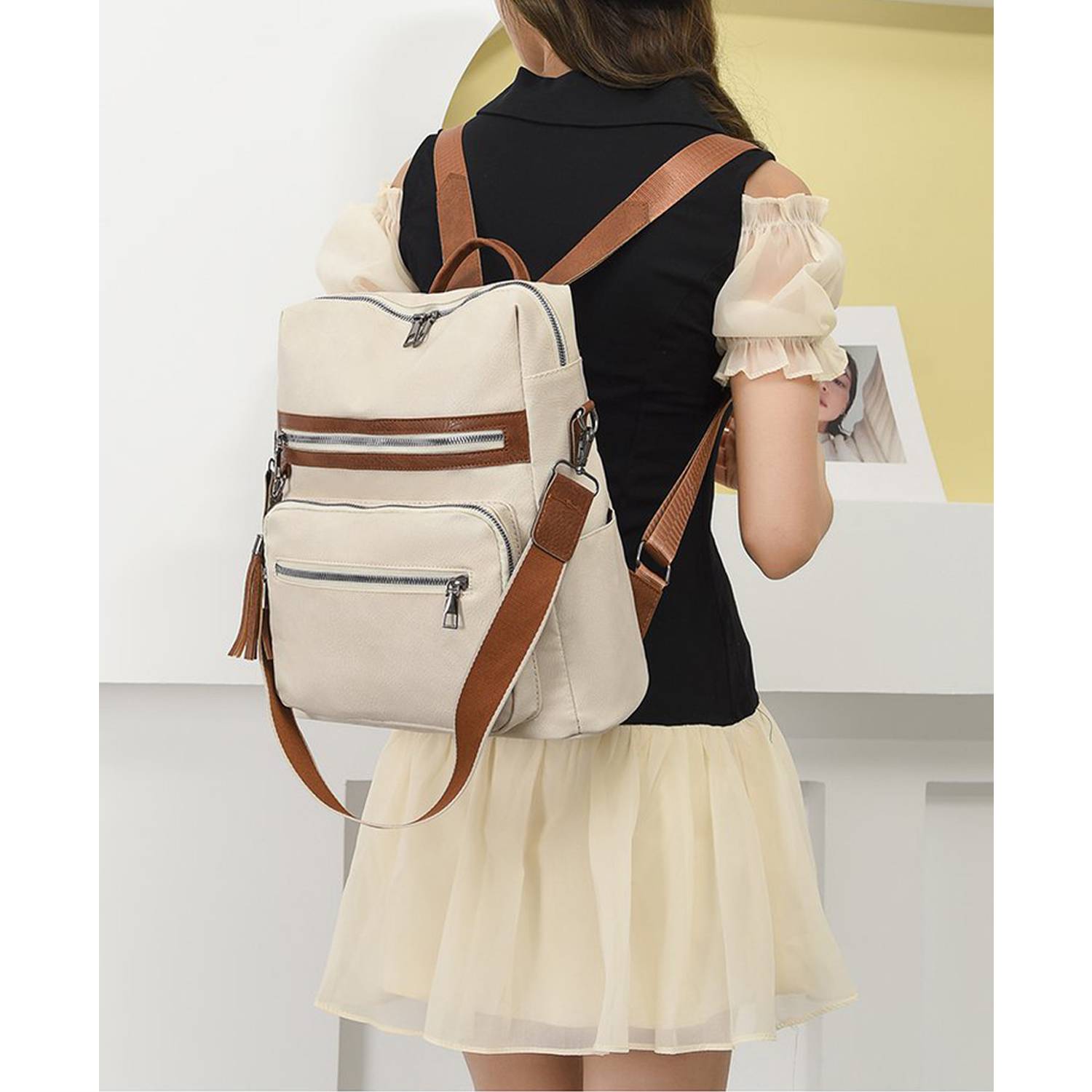 Womens Purse PU Leather Large Travel Backpack 1