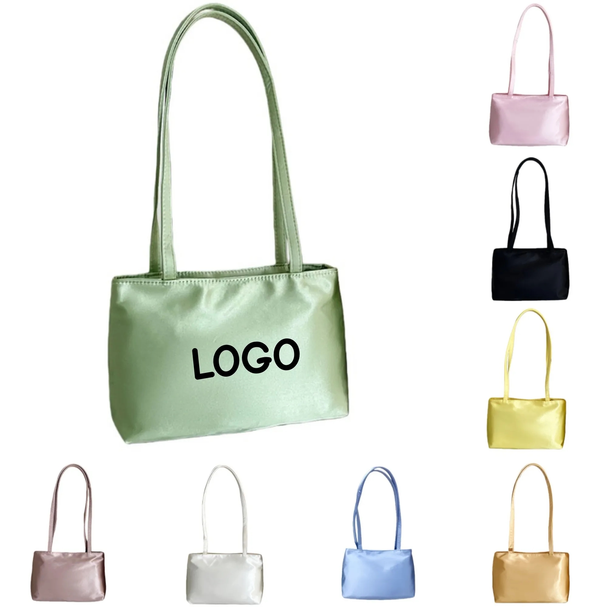 Satin Tote Small Square Underarm Shoulder Bag