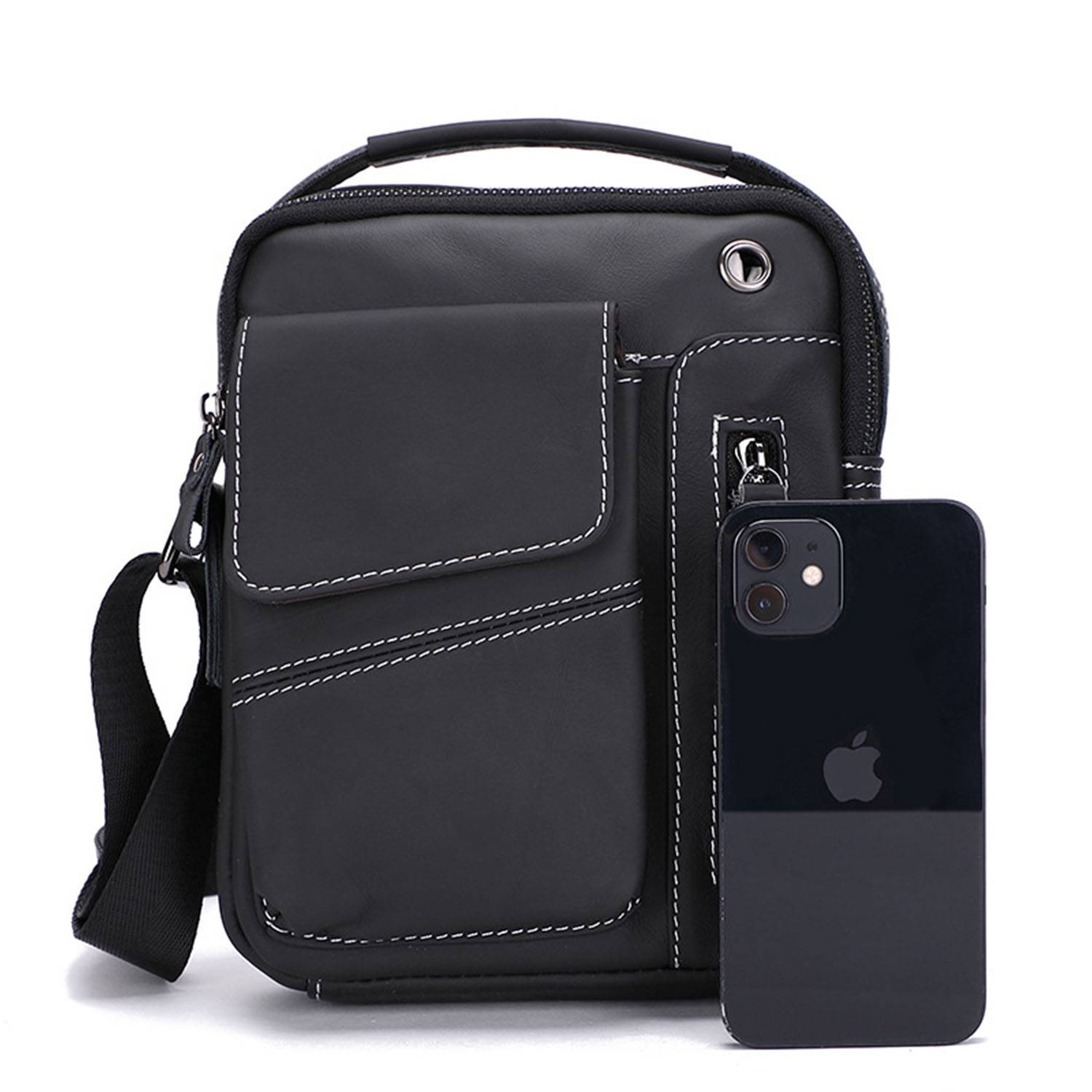 Genuine Leather outdoor Leisure style men's crossbody bag 4
