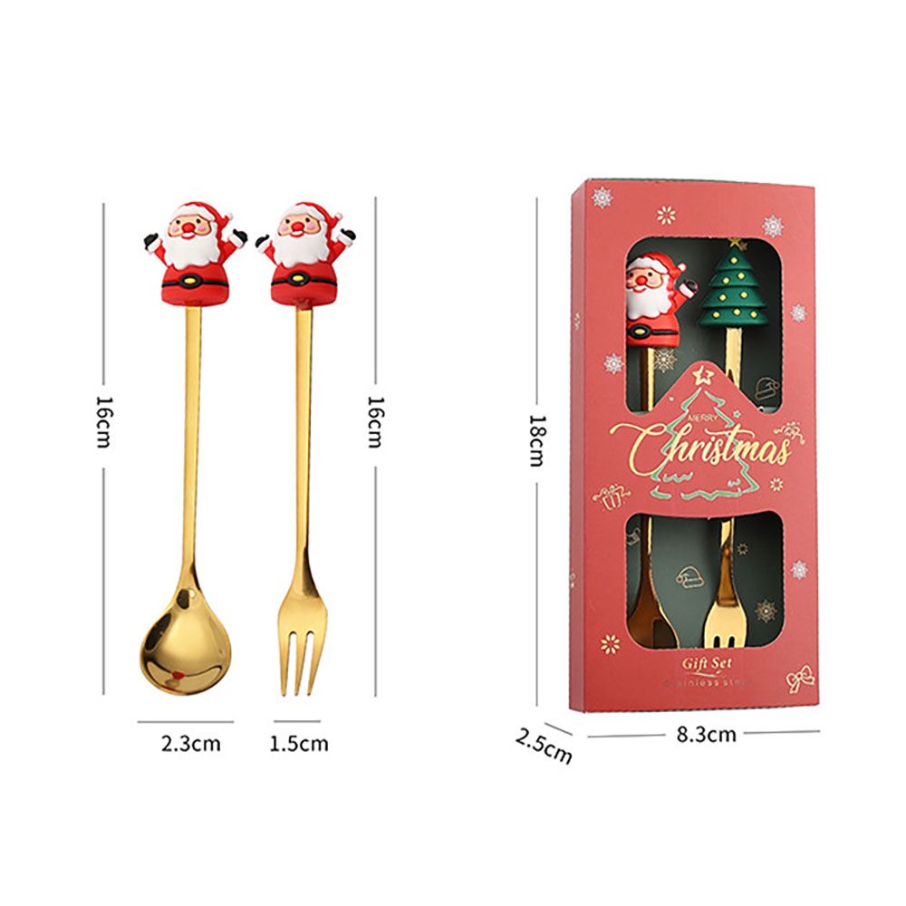 Christmas Stainless Steel Spoon And Forks Set 2