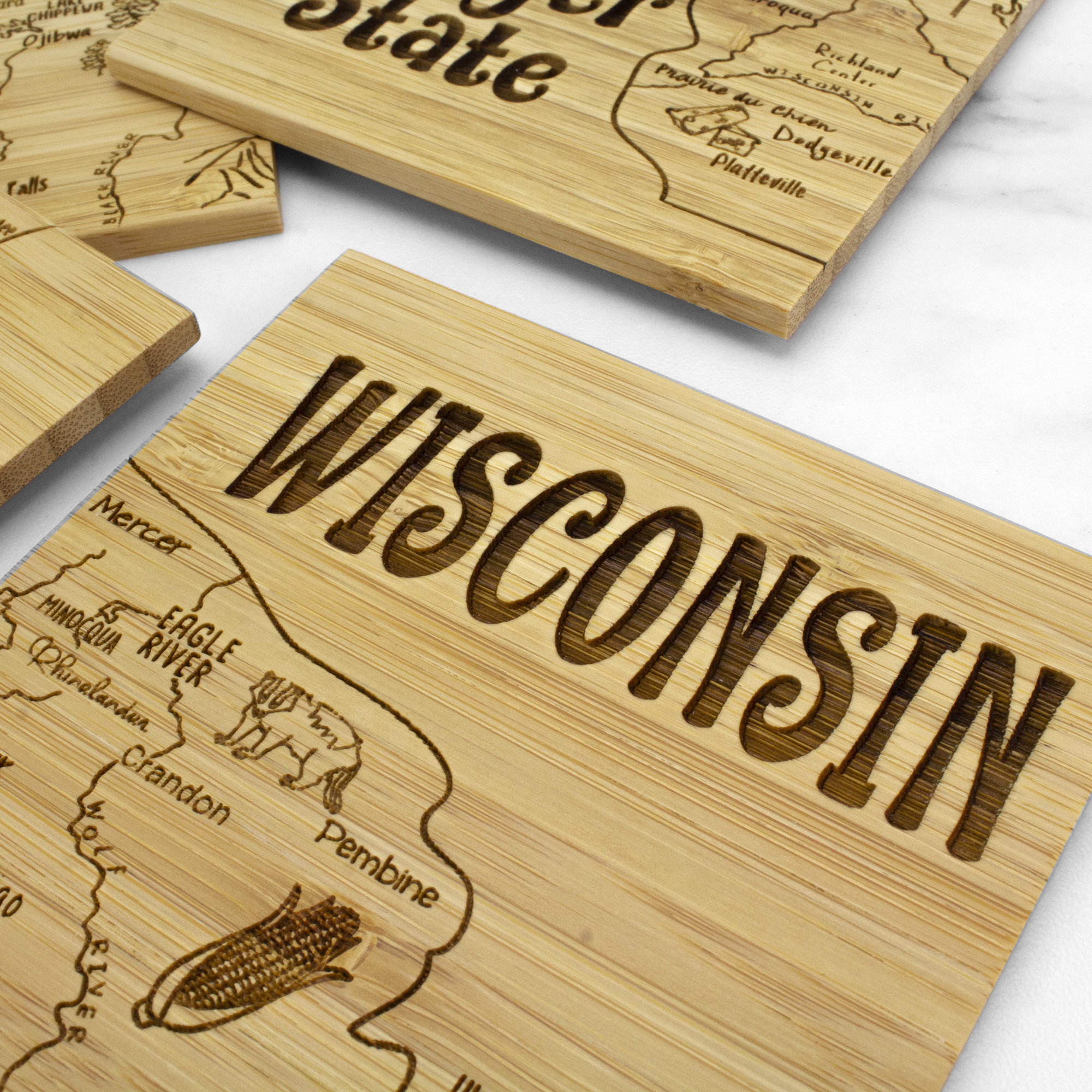 Wisconsin State Puzzle Coaster Set 9