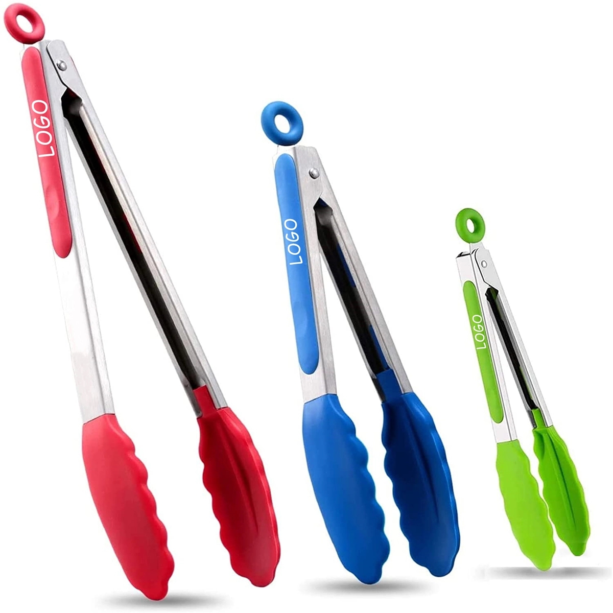 Stainless Steel Locking Kitchen Tongs With Silicone Tips Set 2