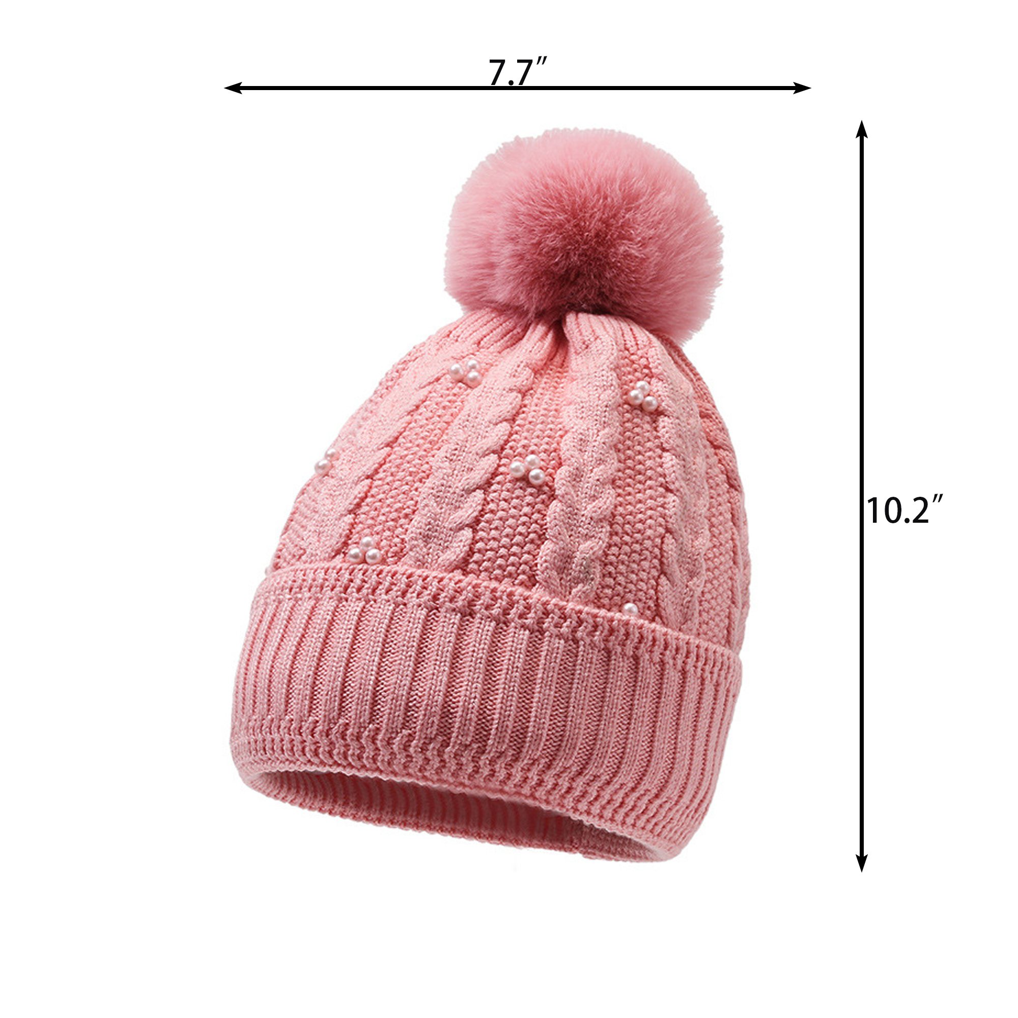 MOQ50 Women's Cold-Proof Knit Hat (Plush Balls) 8