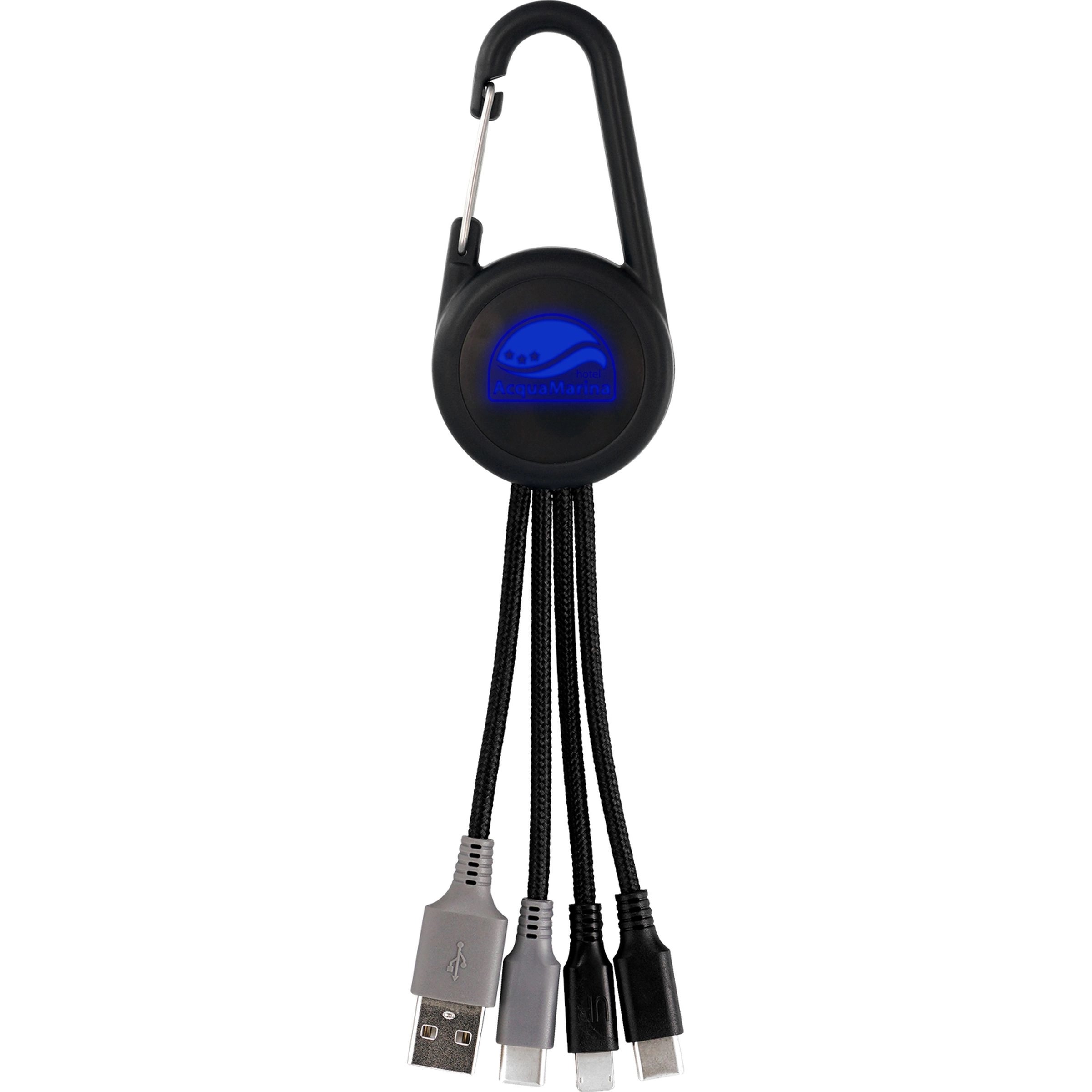 Color Light Up Dual Input 3-in-1 Carabiner Charging Cable 10
