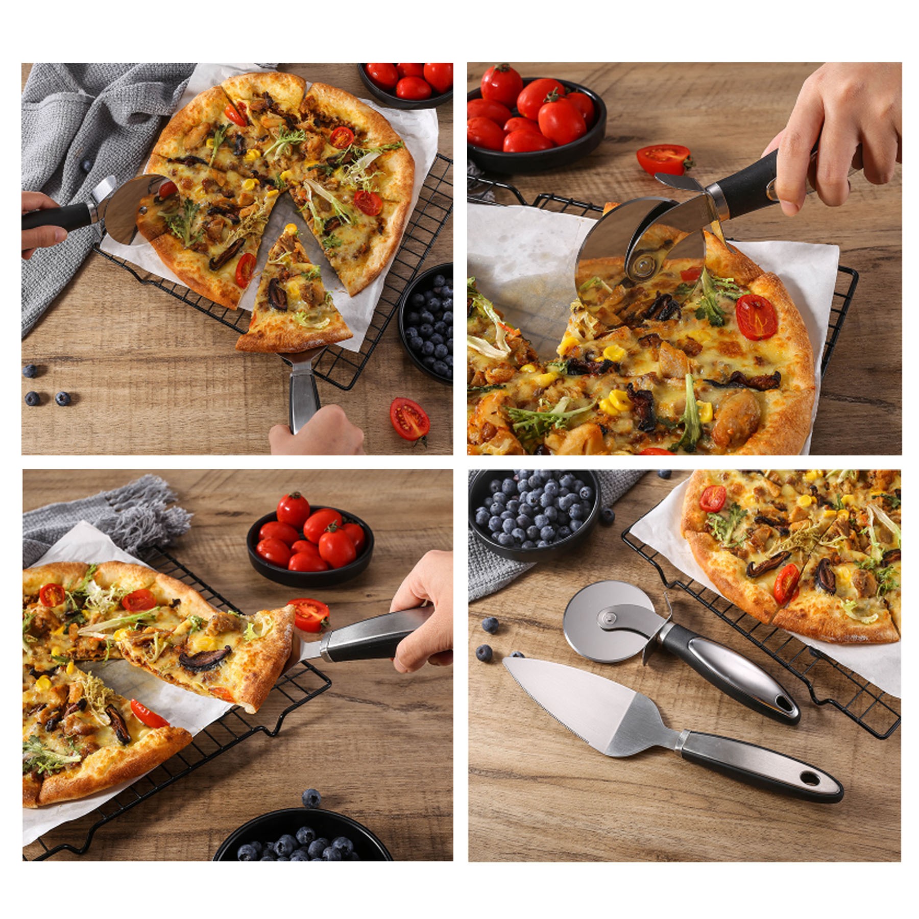 Quality Stainless Steel Pizza Cutter Set 3