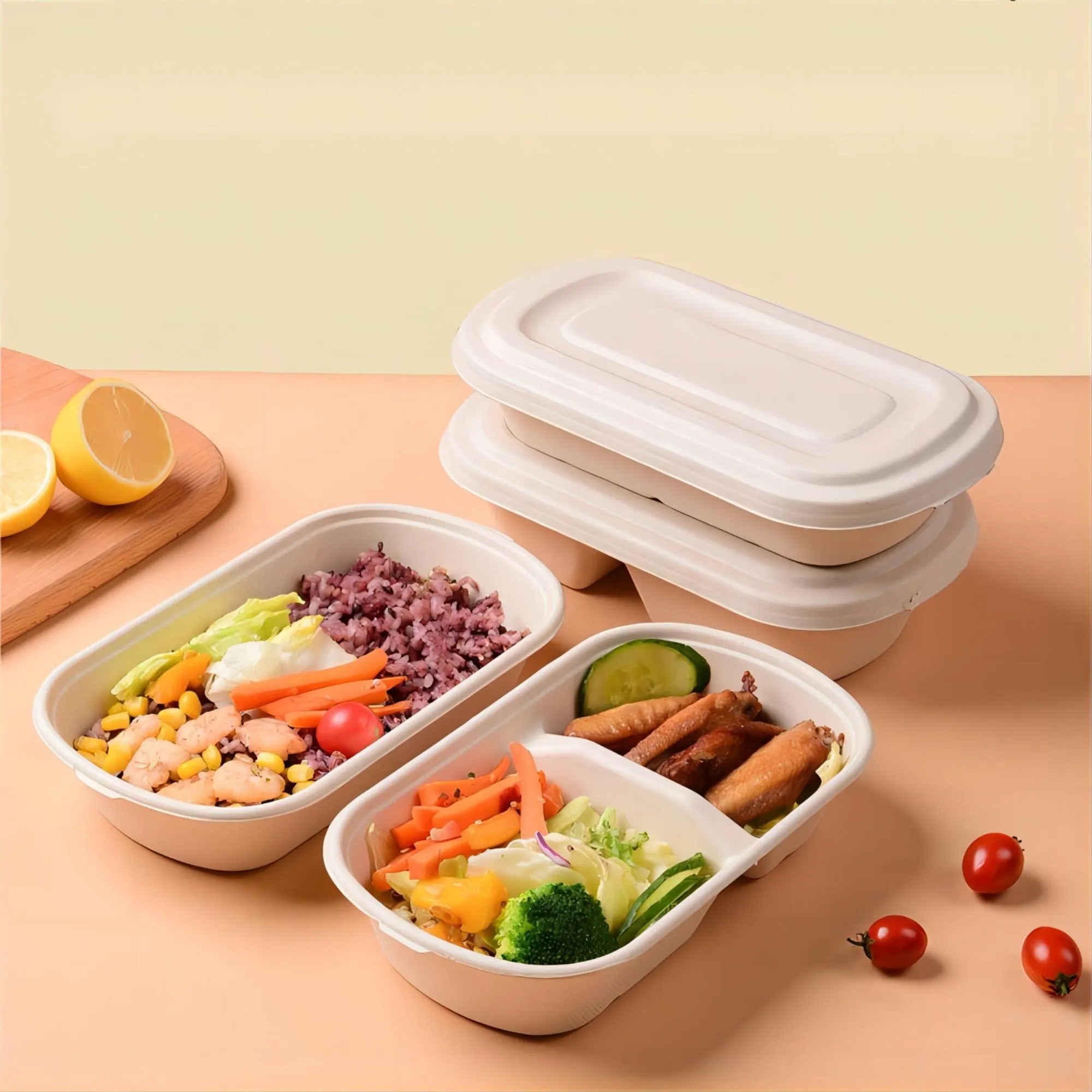 Light Food Box Disposable Degradable Pulp Packaging Lunch Bo 2