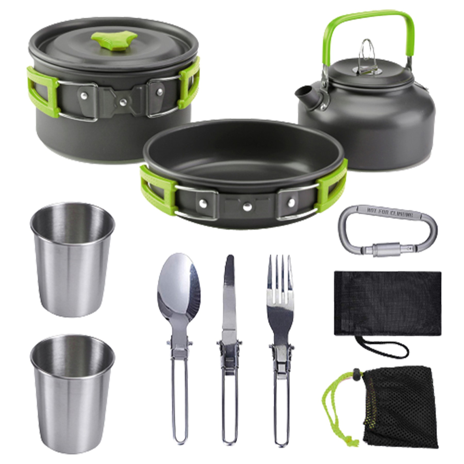 10Pcs Camping Cookware Mess Kit 4