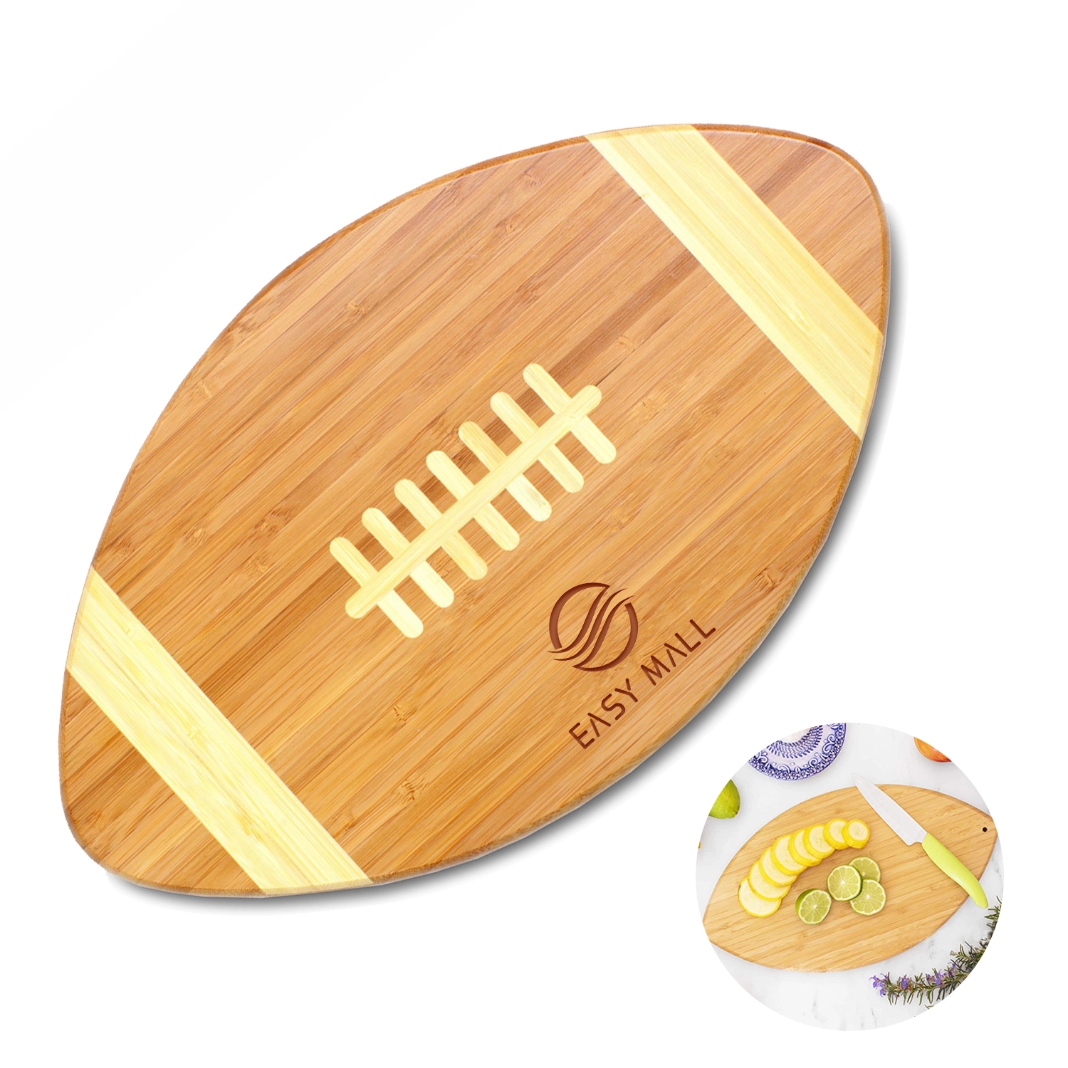 Bamboo Football Shaped Serving Tray 2