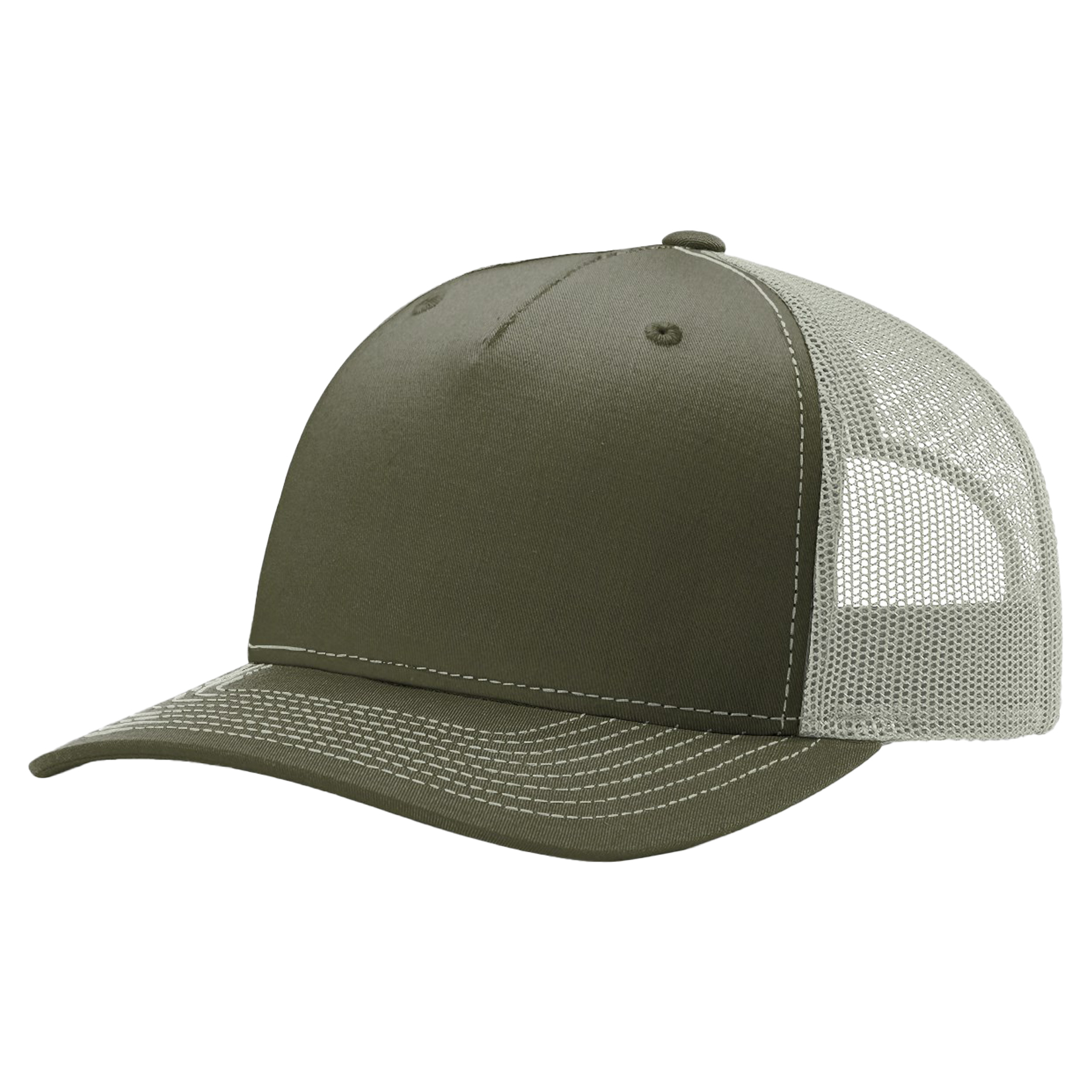 Richardson 112FP 5-Panel Snapback Trucker Hat w/Leatherette Adhesive Patches or Embroidery 21