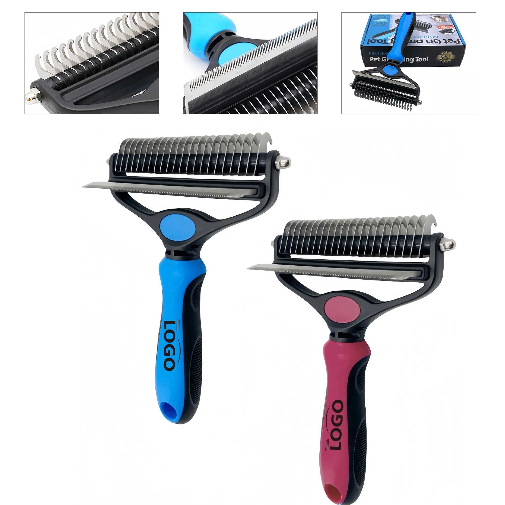 Dual Head Pet Grooming Brush For Detangling And Smoothing