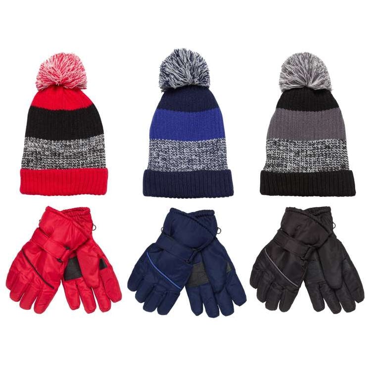 Boys Ski Gloves and Sherpa Lined Hats Assorted Colors