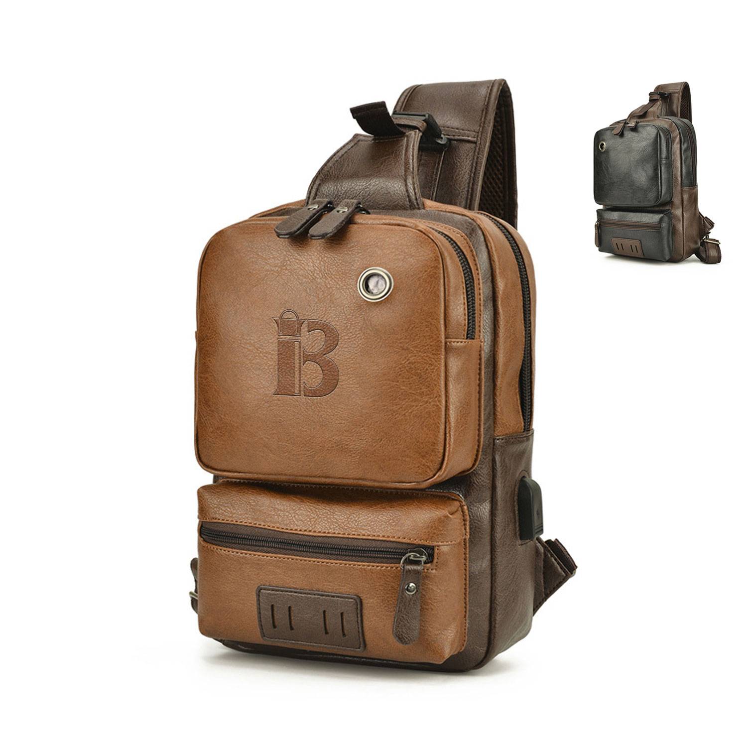 PU Leather Sling Backpack 1