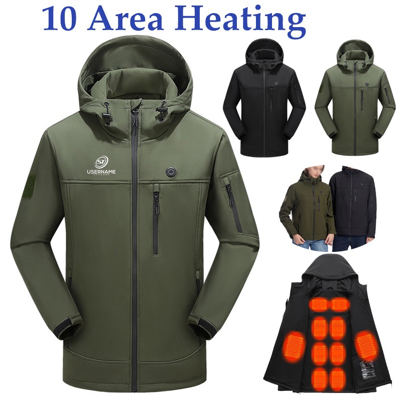 USB Electric Heated Jacket Winter Men Hooded Waterproof Electric Heated Jacket 4