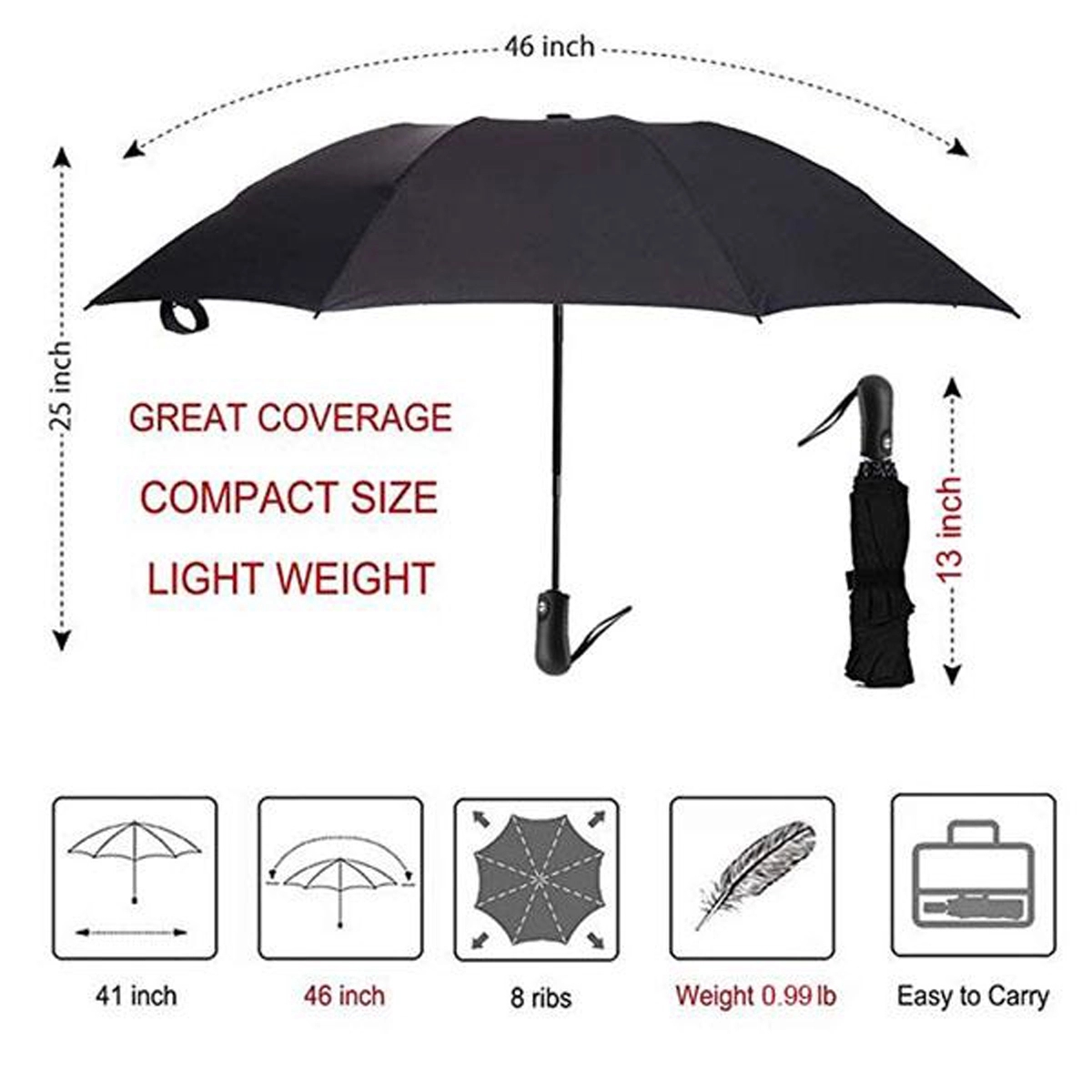 Automatic 3 Folding Reverse Umbrella 5