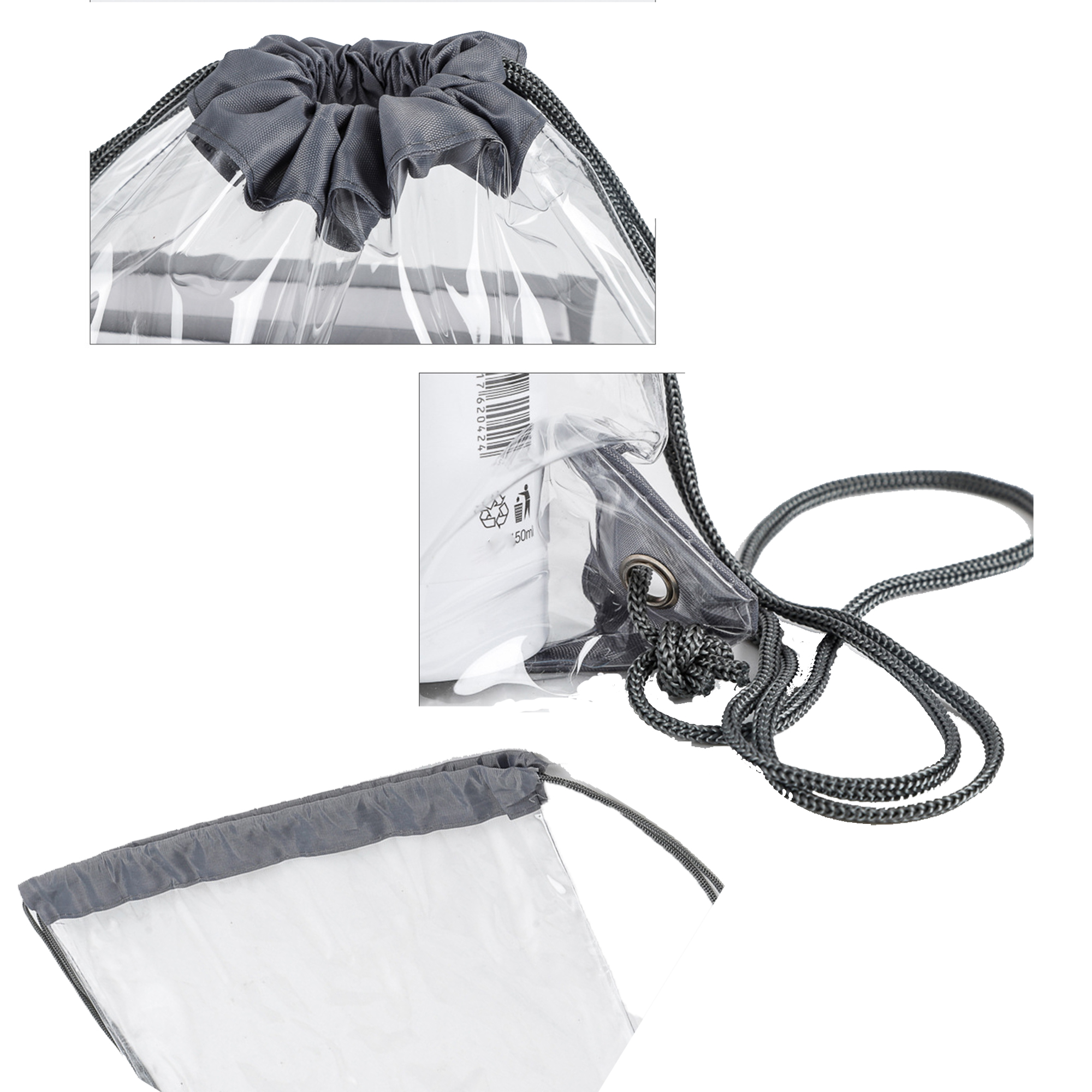 PVC Transparent Drawstring Backpack Bag 3