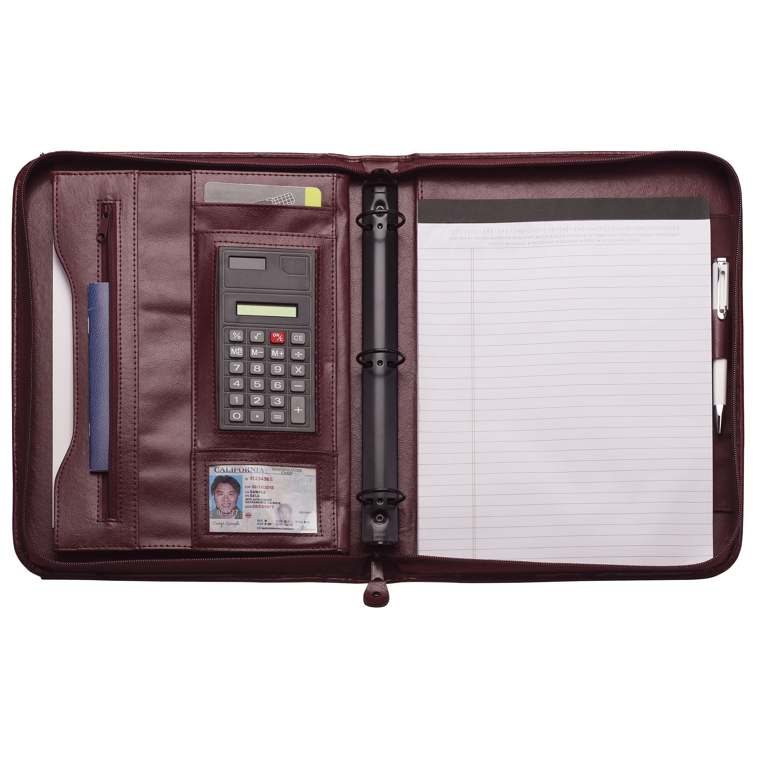 Office Binder 3-Ring Zip Portfolio 12