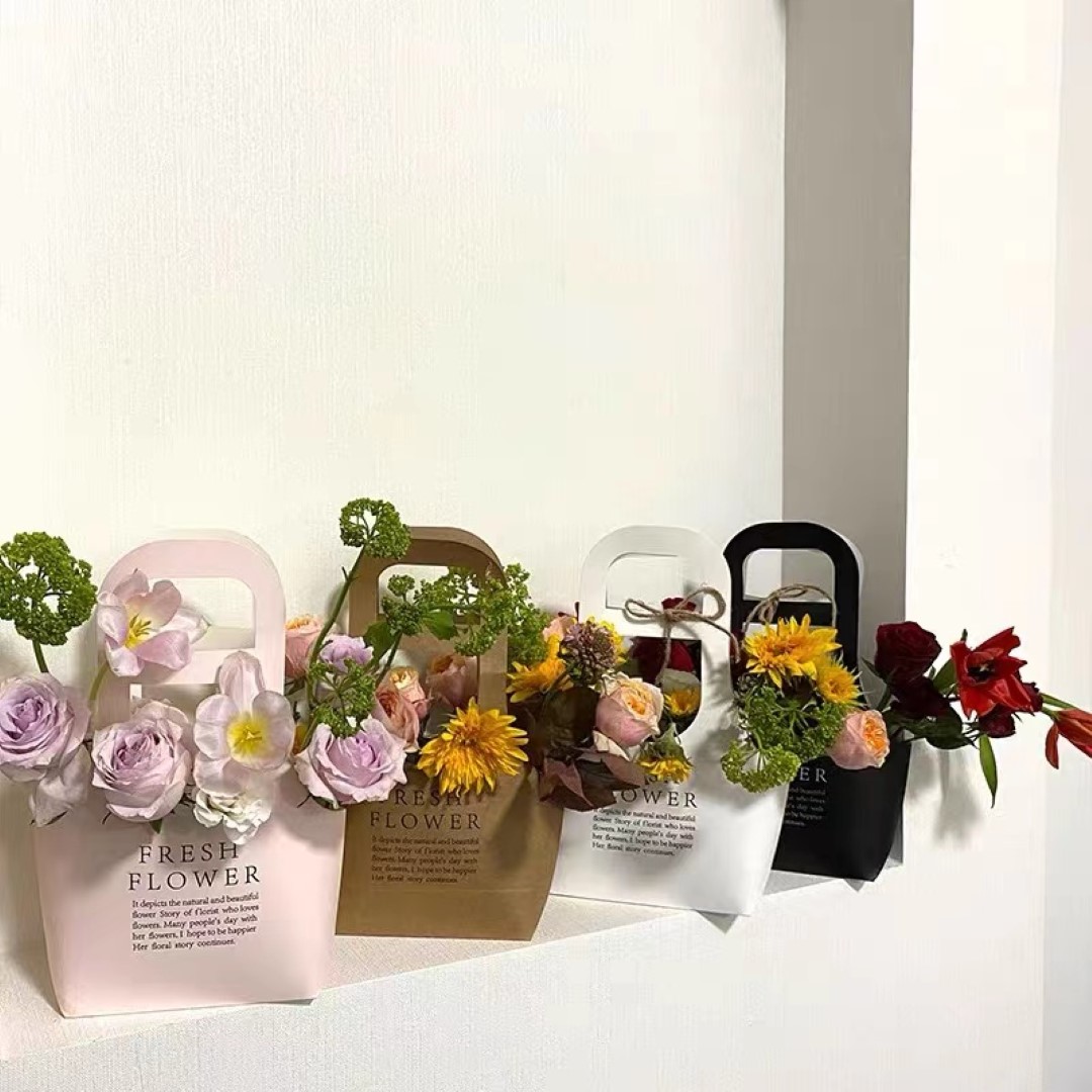 Decorative Flower Paper Pot Tote Bag 5