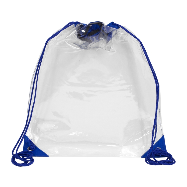13" W x 16" H - "Everest" Tall Clear Drawstring Cinch Pack Backpack 15