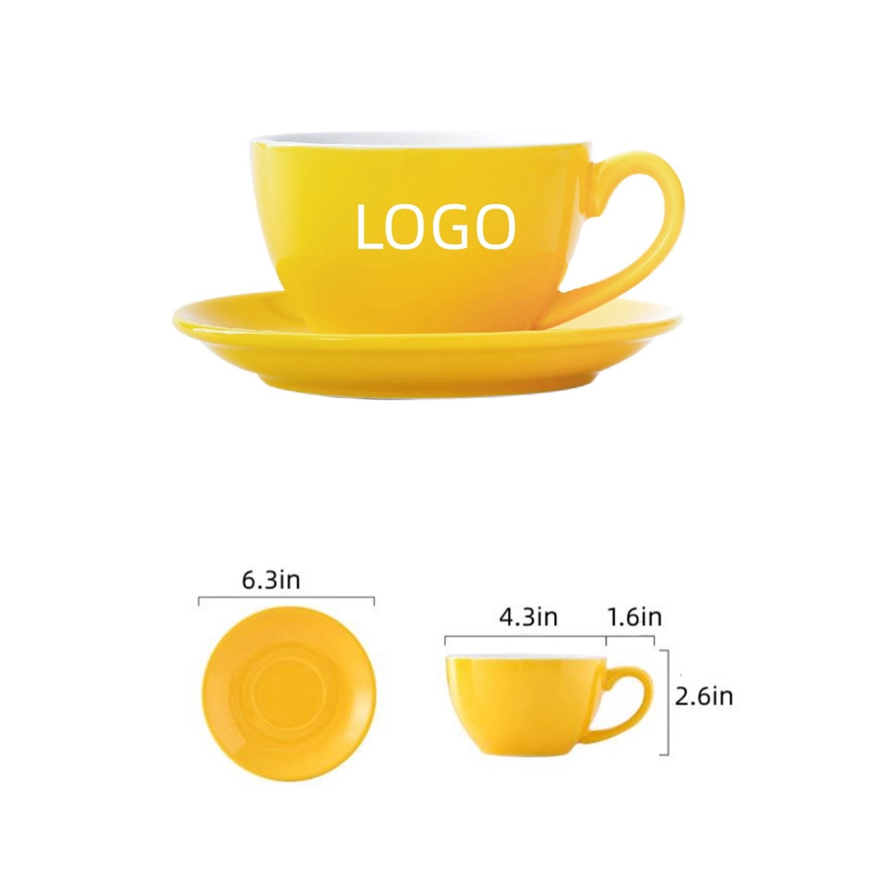 10 Oz Ceramic Coffee Cup and Saucer with handle 13