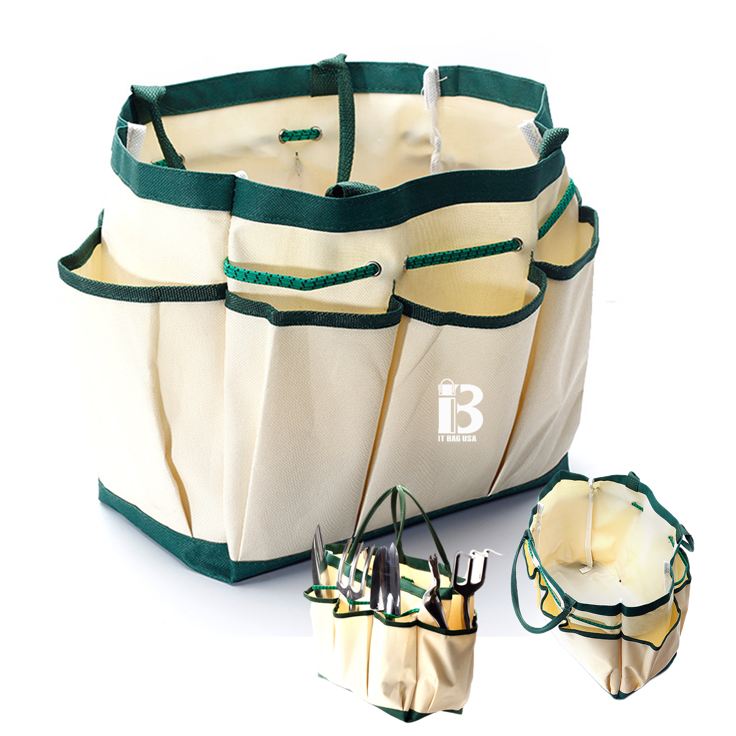 Multi Pockets Garden Tote, custom tote bag with logo imprint 2
