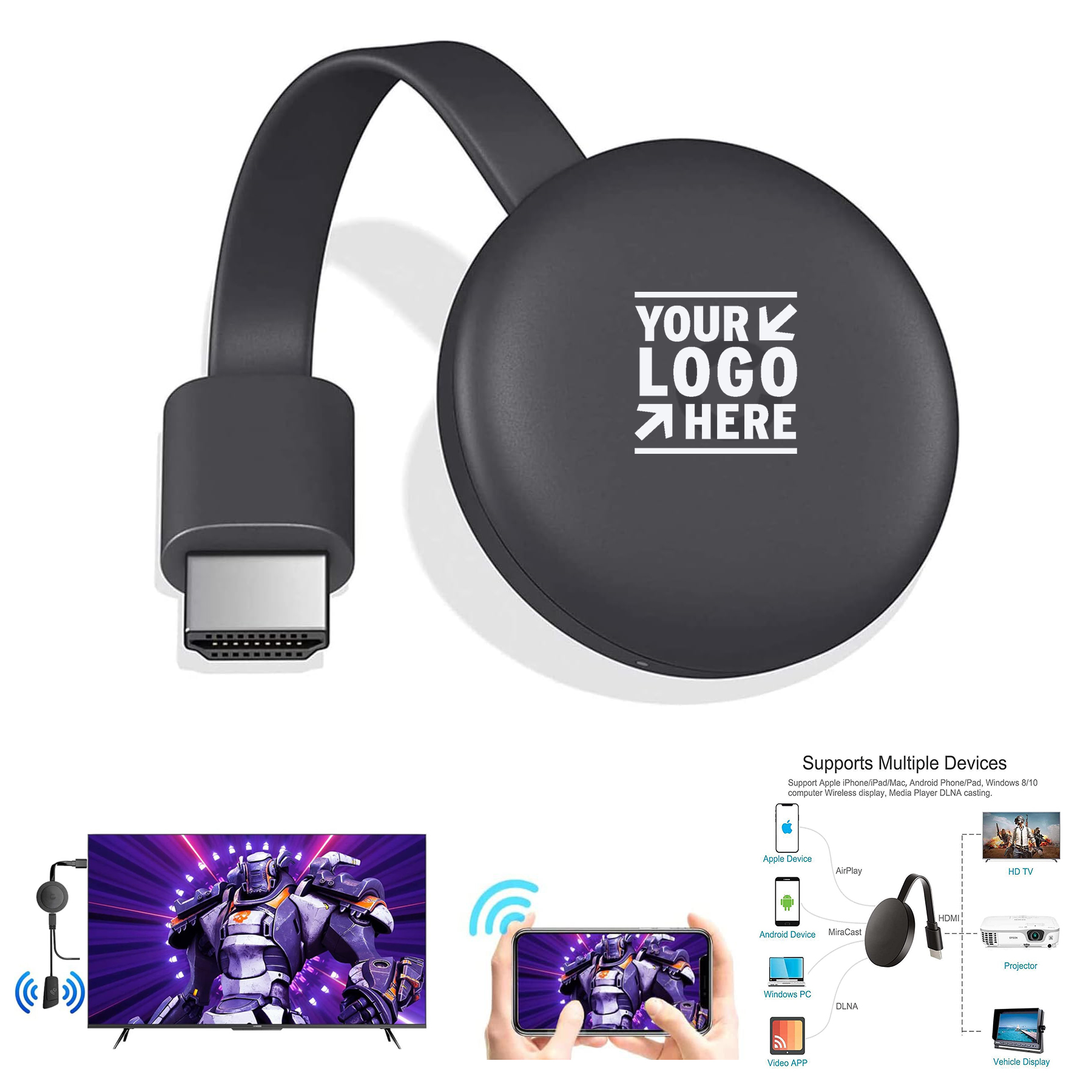 4K 1080P WiFi Streaming Movies HDMI Display Dongle Adapter Live TV Receiver from Phone PC 1