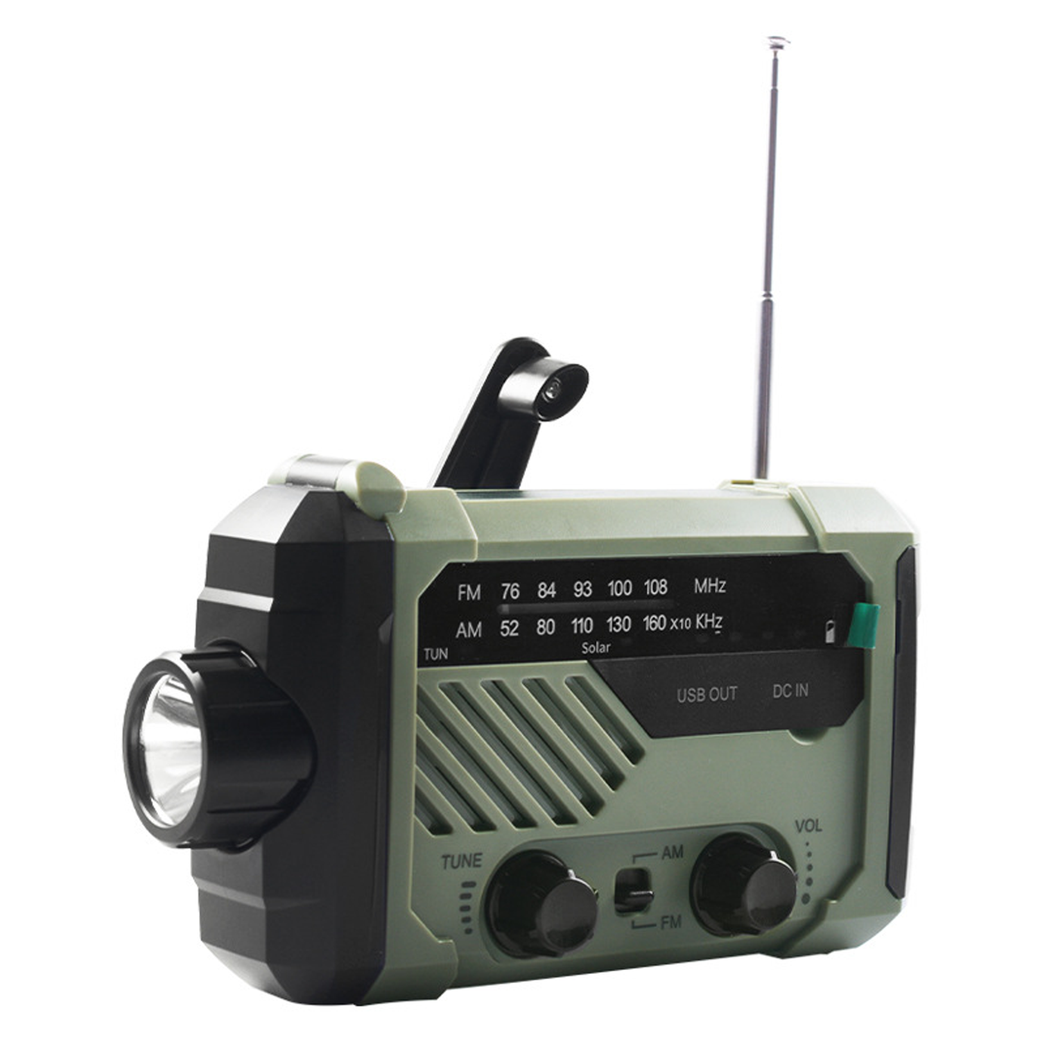 2000mAh Hand Crank USB Solar Emergency Radio w/ Flashlight 5