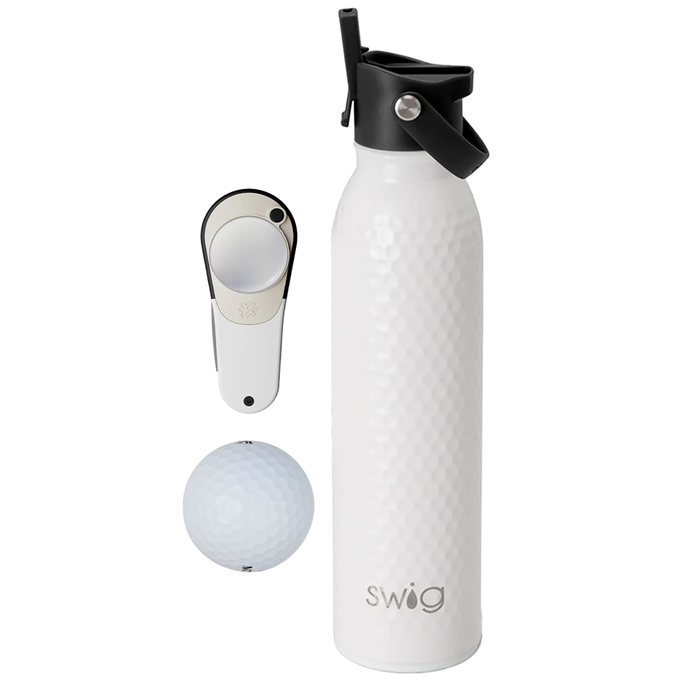 20 oz SWIG® Golf Flip & Sip SS Water Bottle, Srixon® Golf Balls & Pitchfix® Icon Divot Tool Gift Set
