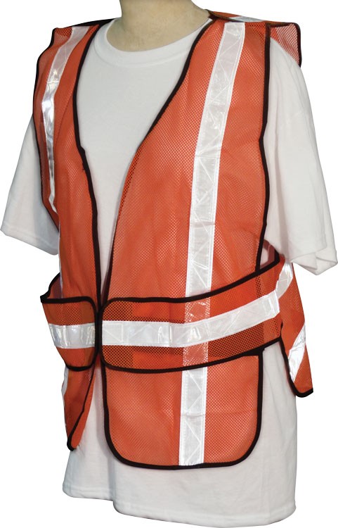 Orange Class II Mesh 5-Point Break Safety Vest Rx