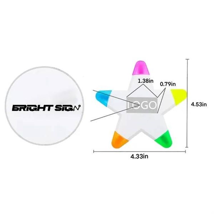 Star-Shaped 5-Color Fluorescent Highlighter 3