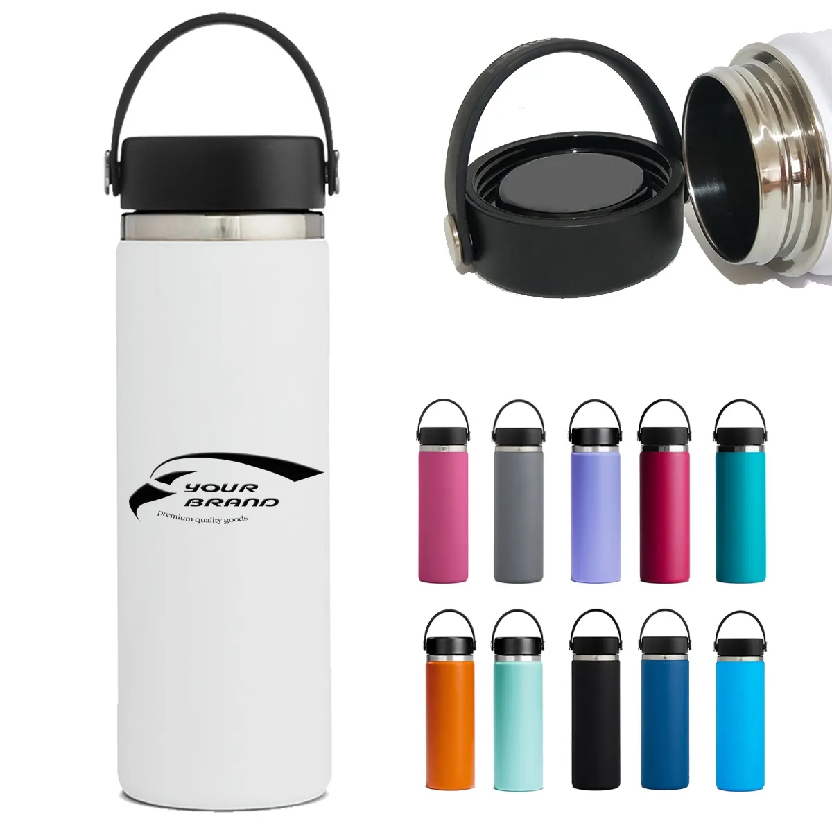 Vacuum Double-Wall Insulated Water Bottle with Handle & Lid 1