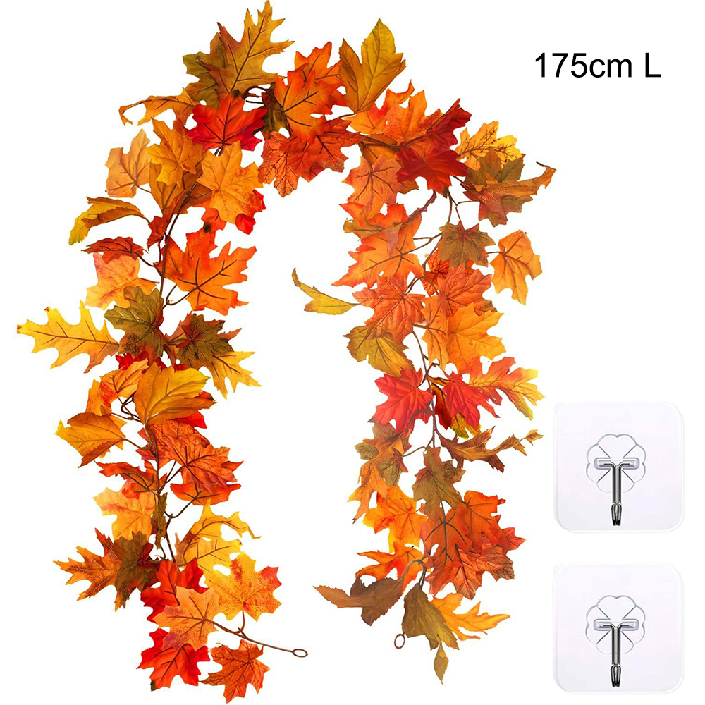 Thanksgiving Halloween Artificial Maple Leaf Rattan Hoop 2