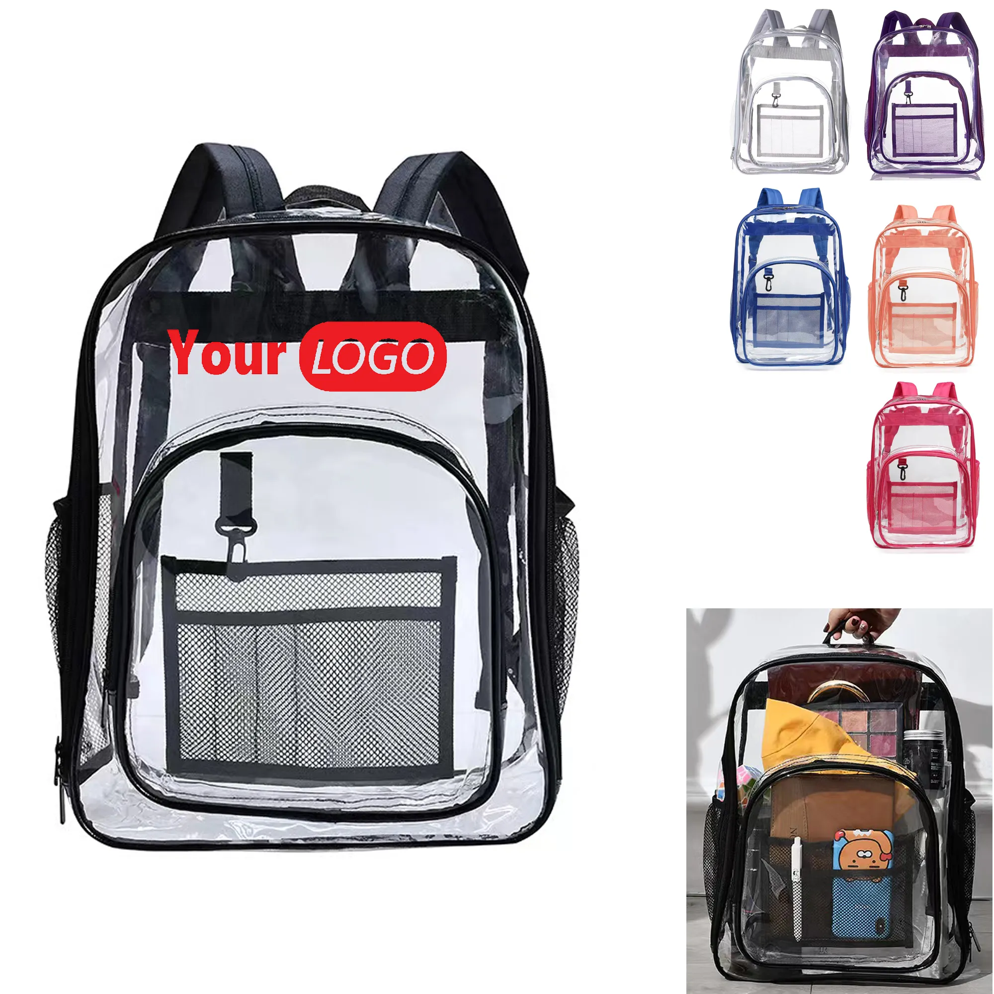 Custom Transparent PVC Travel Backpack 2