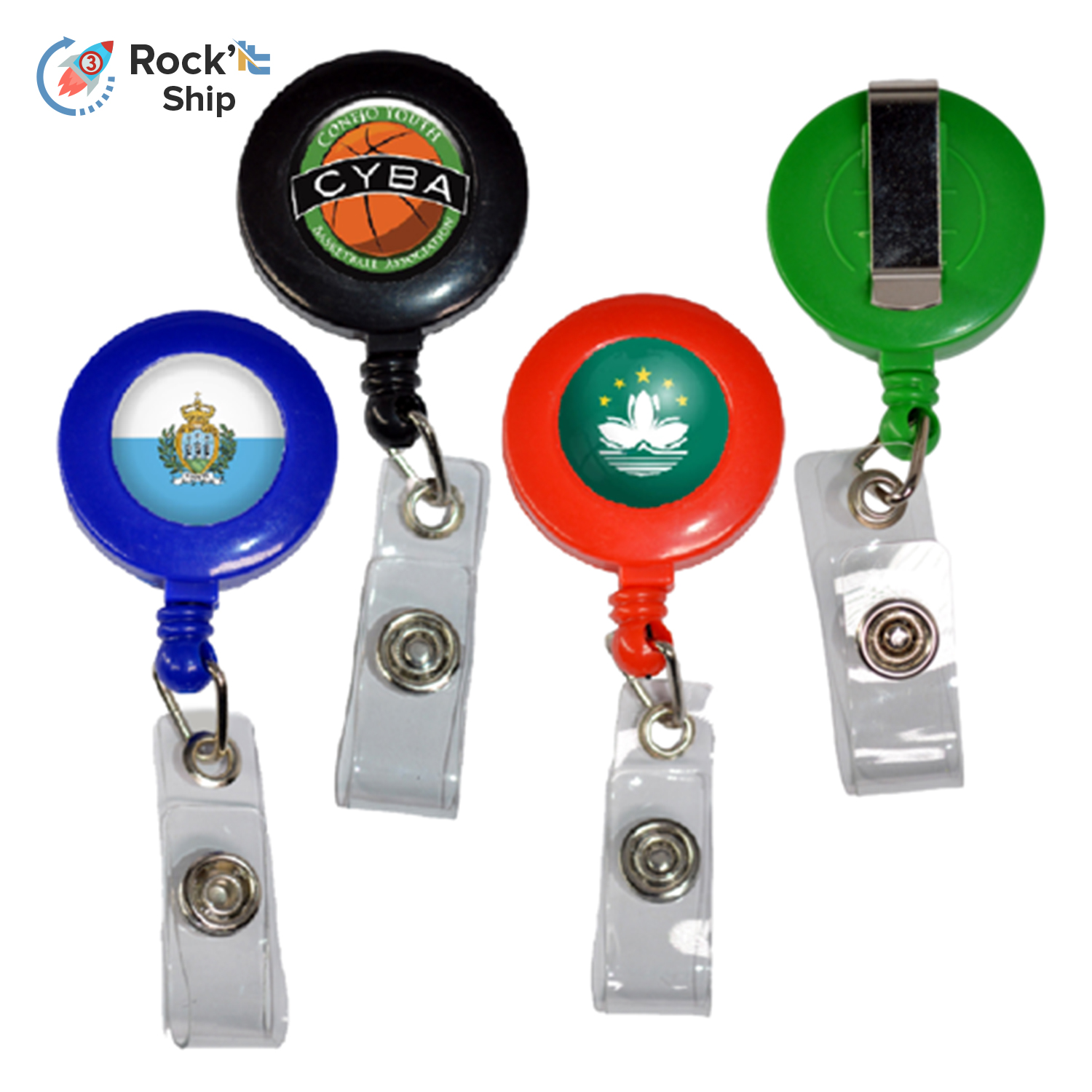 Rock'it 3-Day Retractable Round Badge Reel Holder w/ Belt Clip 1